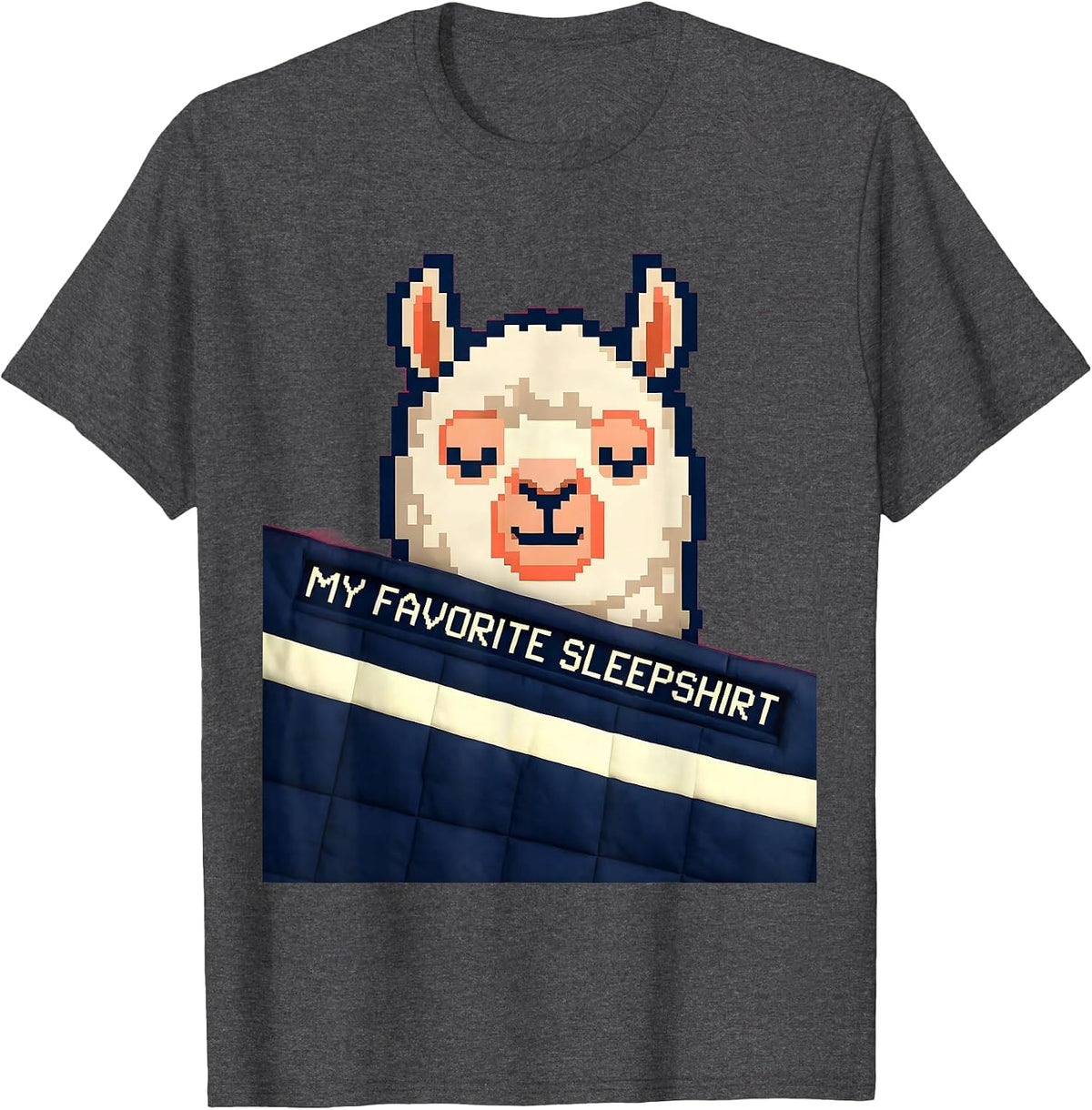 My Favorite Sleepshirt Cute Pixel Art Alpaca Kids Sleepwear T-Shirt - Dark Heather Grey