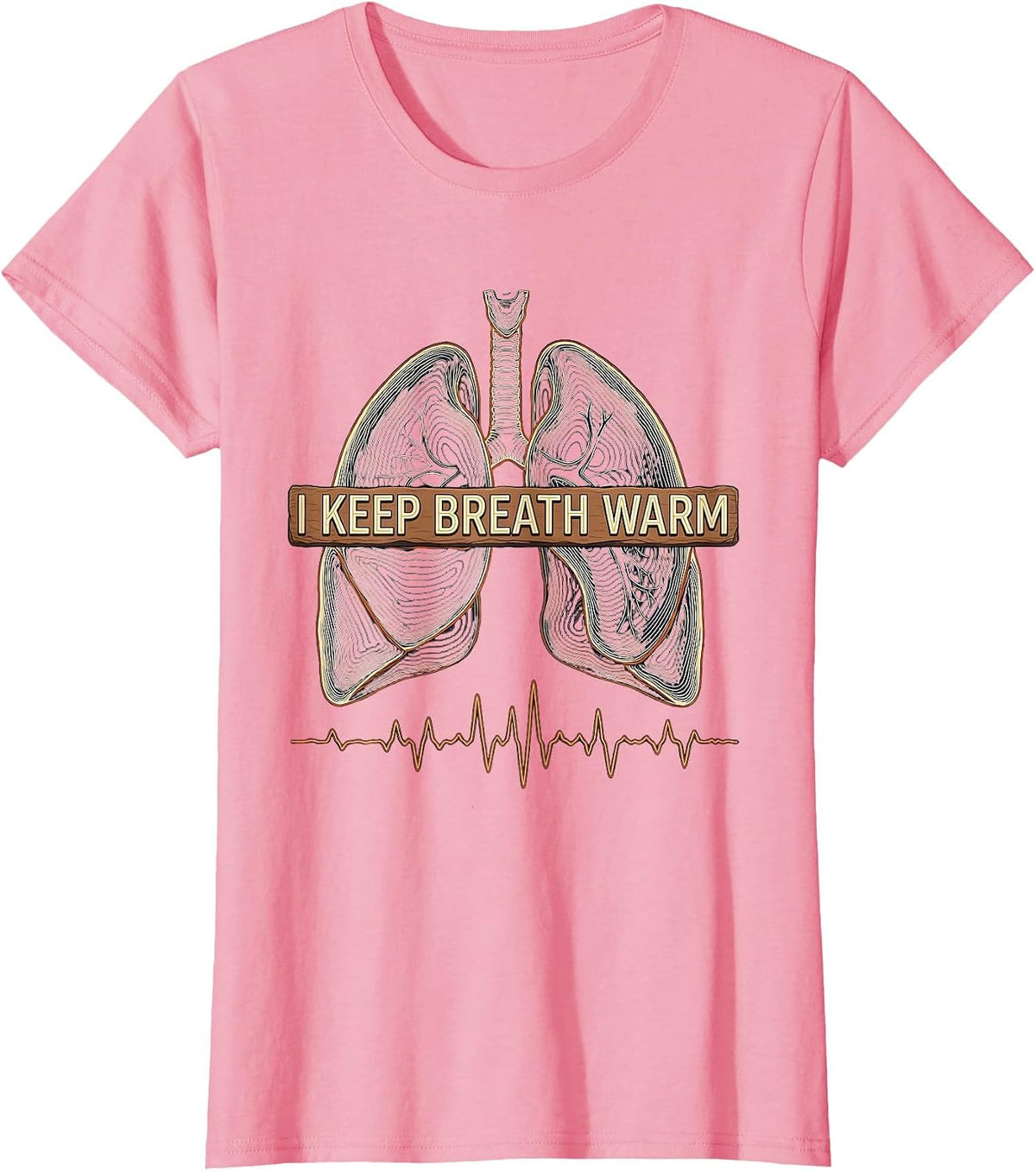 Women's I Keep Breath Warm Topographic Contour Respiratory Therapist T-Shirt - Pink