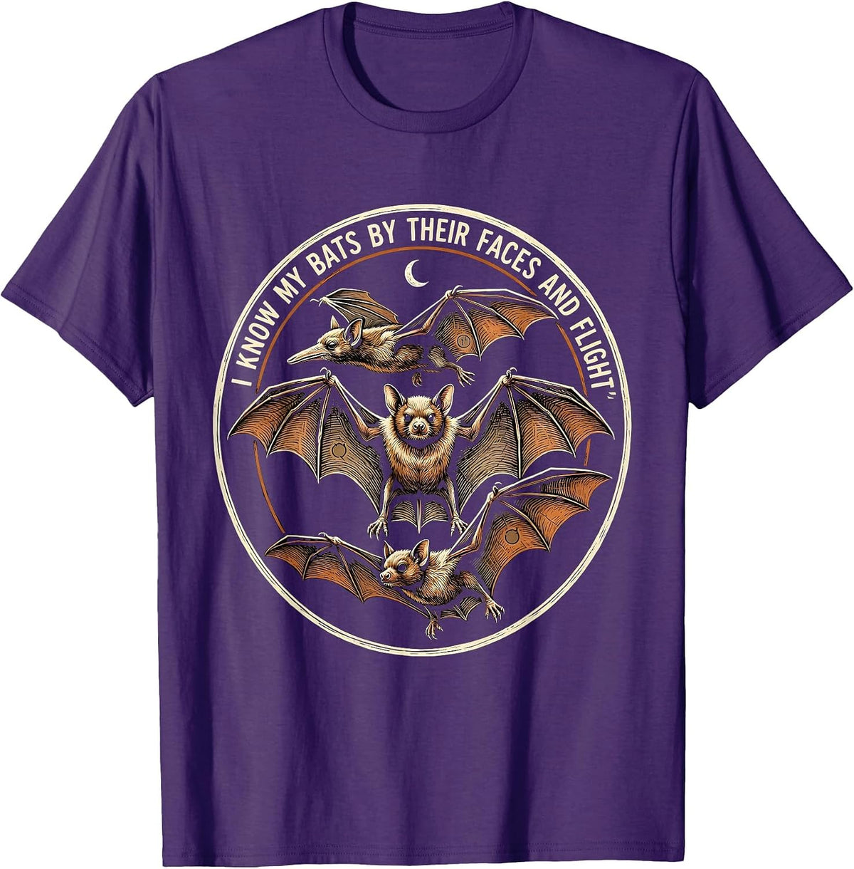 I Know My Bats By Their Faces And Flight Vintage T-Shirt - Purple