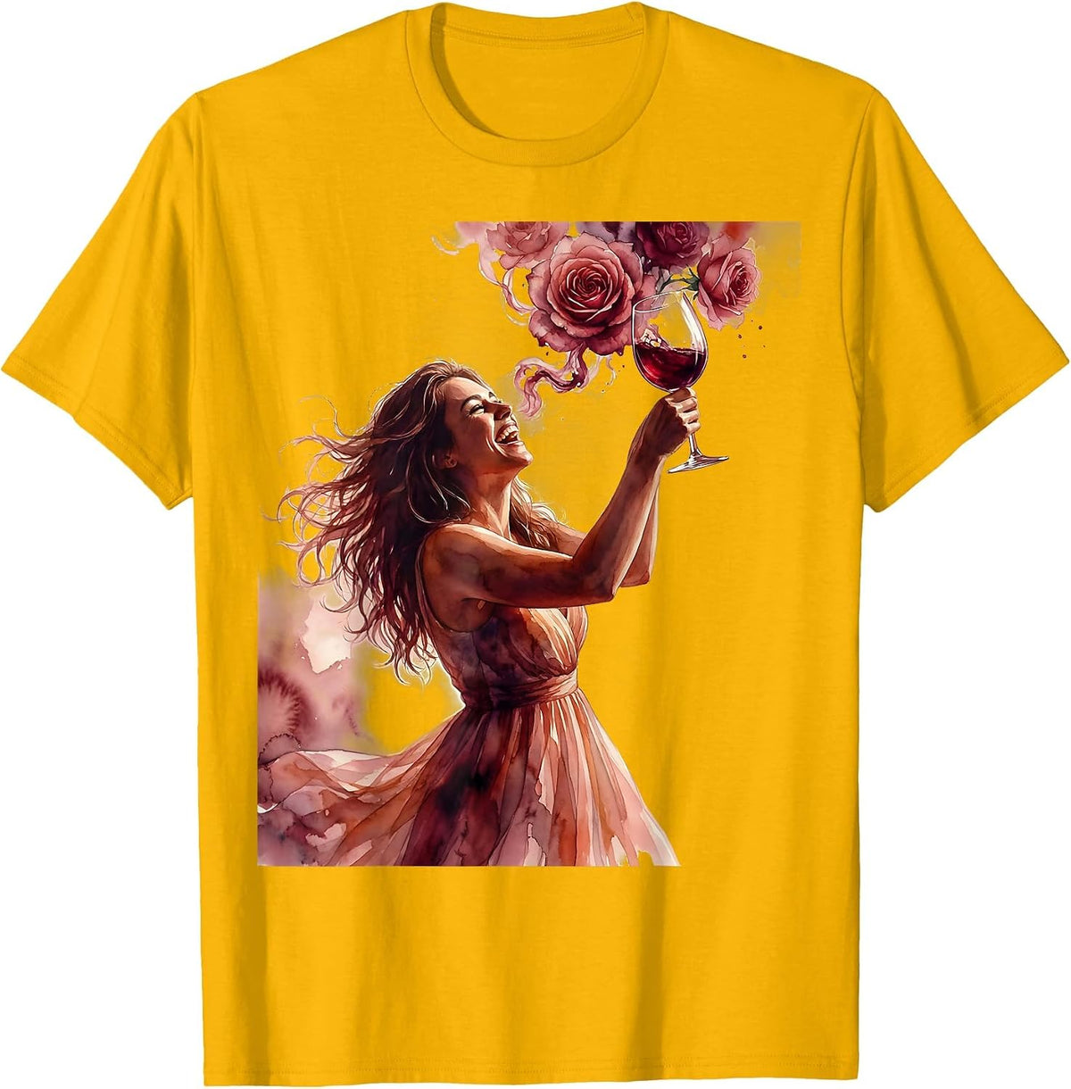 Men's Mimi Wine Lover Laughing Celebration Graphic T-Shirt - Golden Yellow