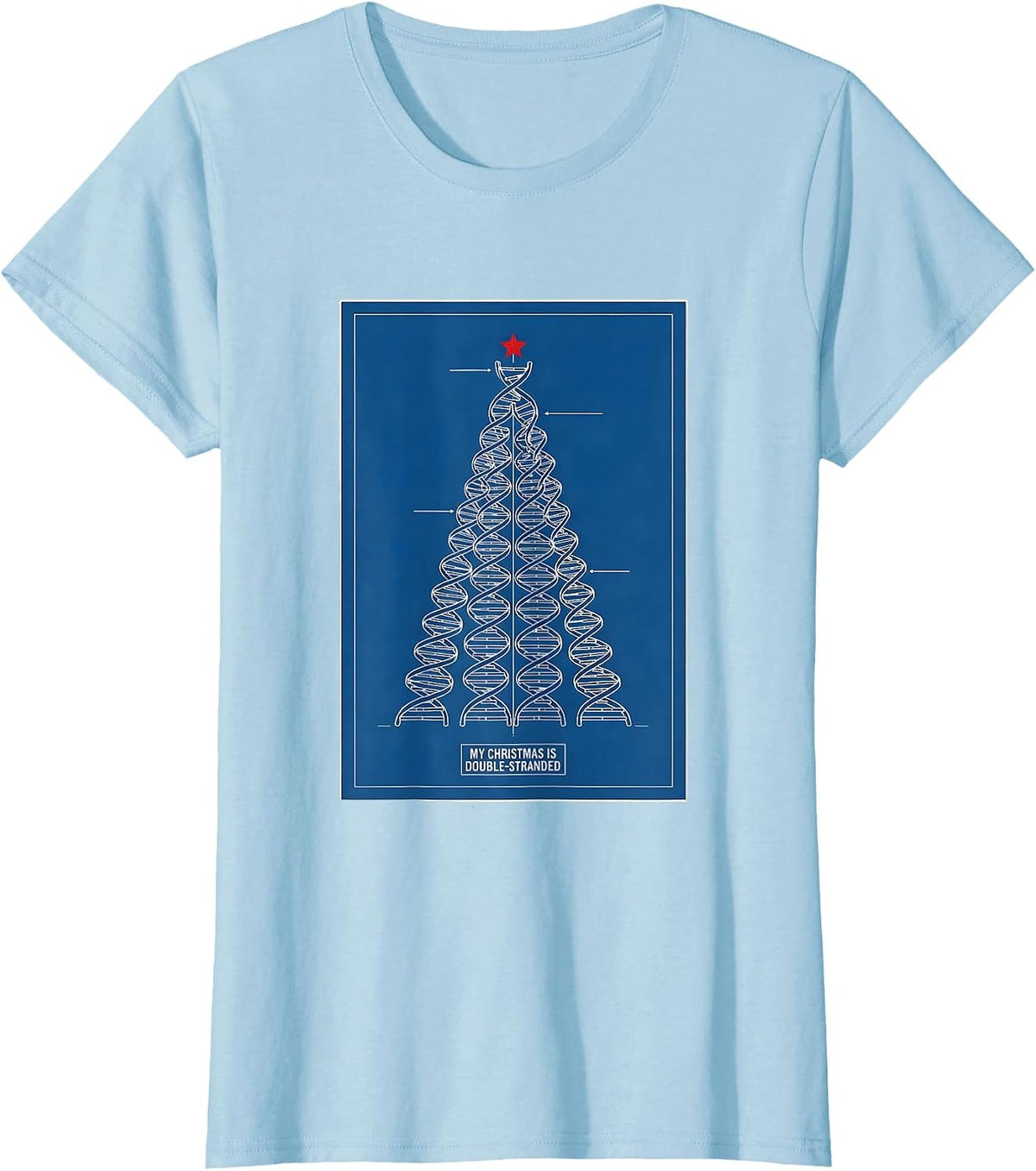 My Christmas Is Double-Stranded Technical Blueprint DNA T-Shirt - Baby Blue