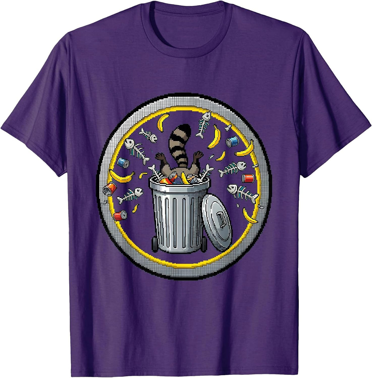 Men's Raccoon Dumpster Dive Funny Trash Panda Graphic T-Shirt - Purple