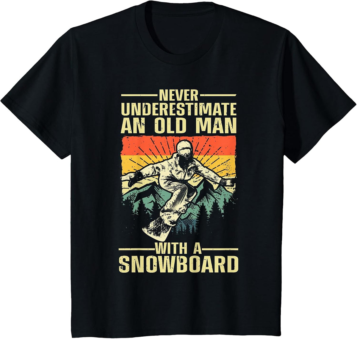 Cool Snowboarding Art for Men Grandpa Dad Winter Snowboarder T-Shirt - Black