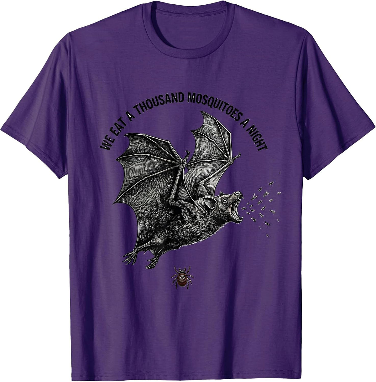 Men's We Eat A Thousand Mosquitoes A Night Funny Bat Lover T-Shirt - Purple
