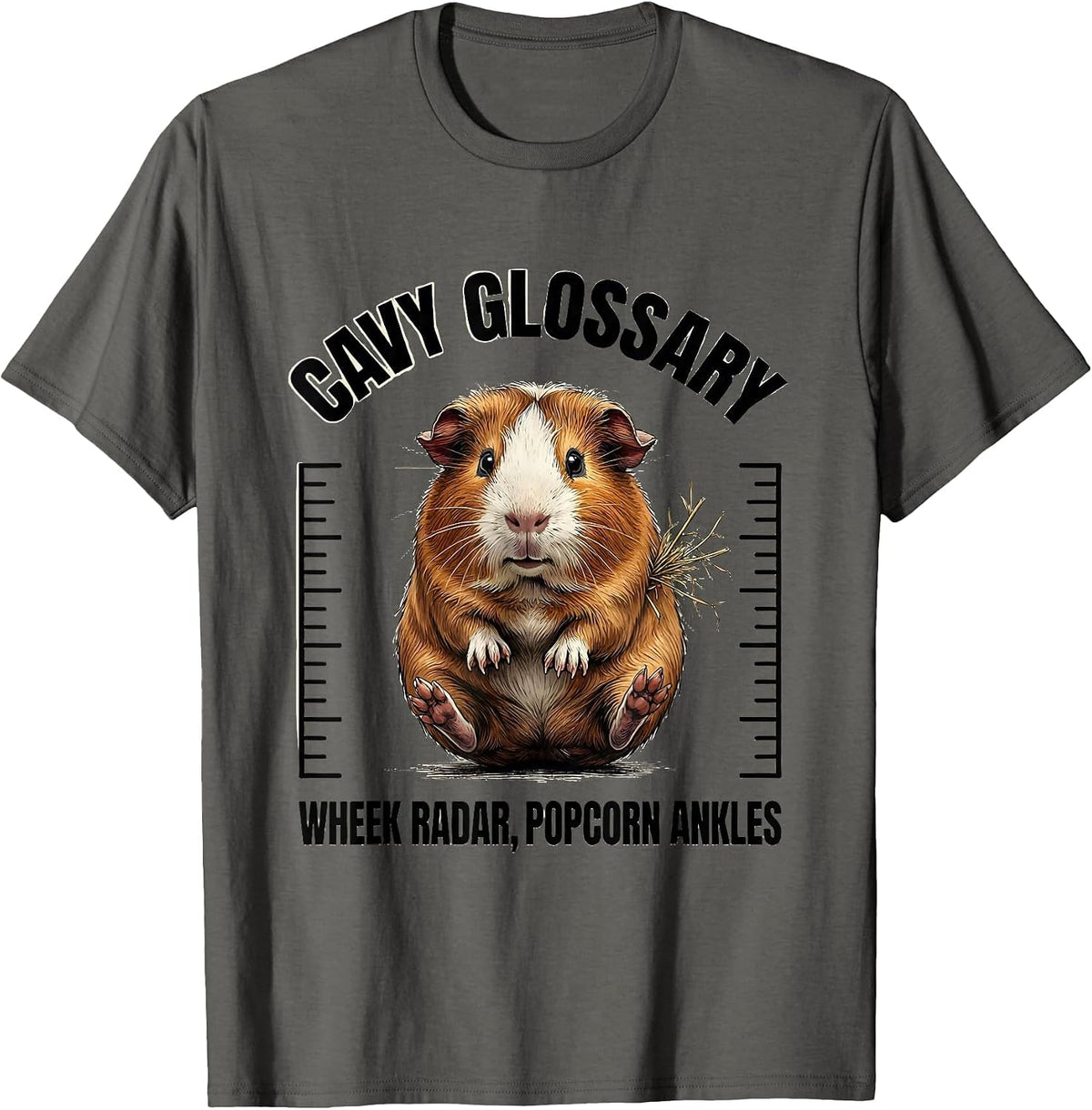 Men's Cavy Glossary: Wheek Radar, Popcorn Ankles Funny Cavy Lover T-Shirt - Asphalt Grey