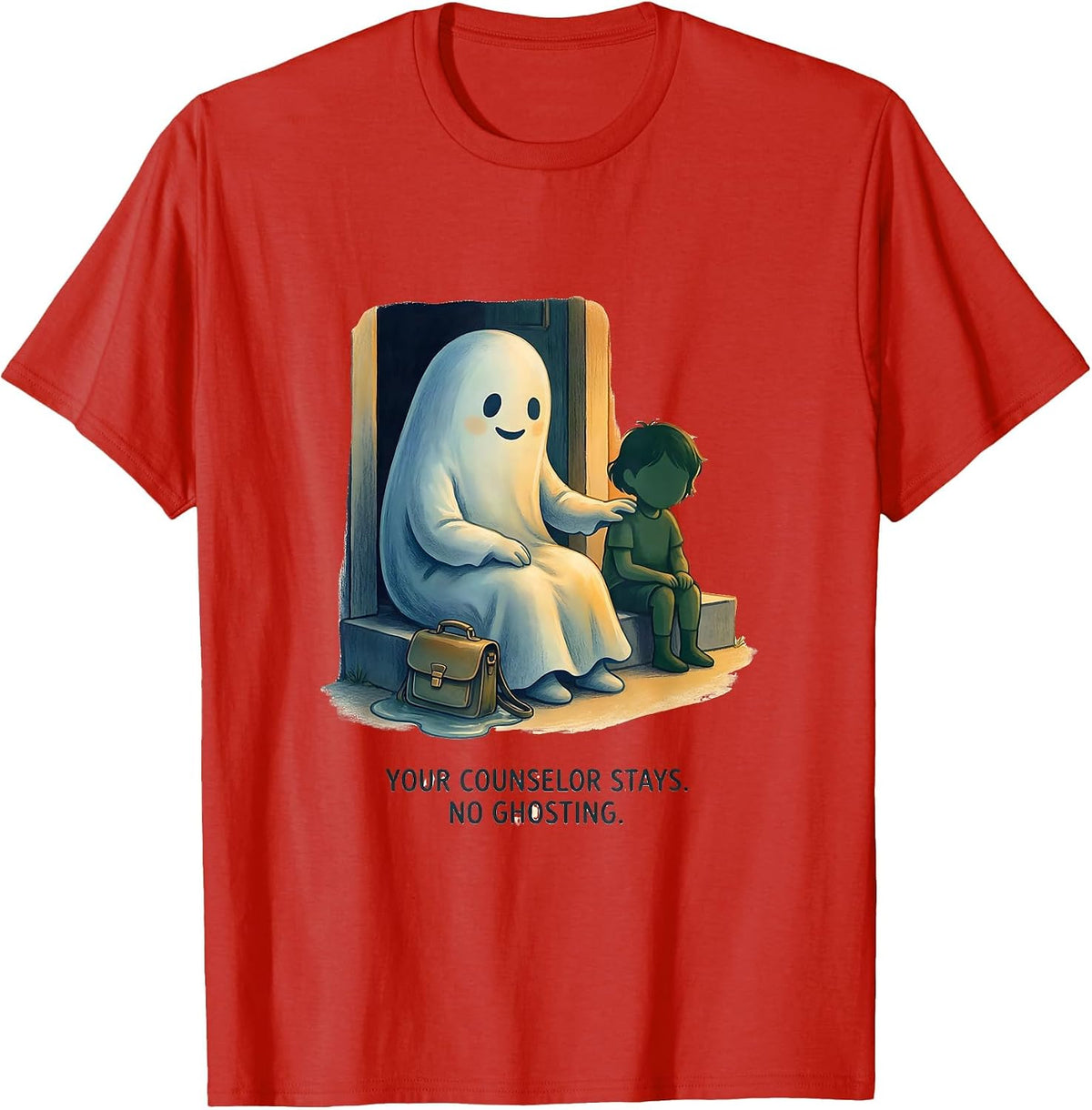Your Counselor Stays No Ghosting Funny Halloween Mental T-Shirt - Red