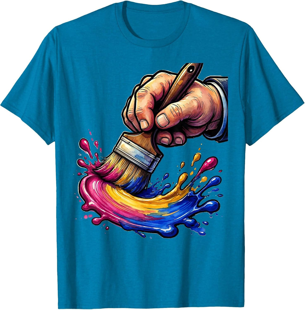 Watercolor Wash Art Teacher Painter Graphic T-Shirt - Sapphire Blue