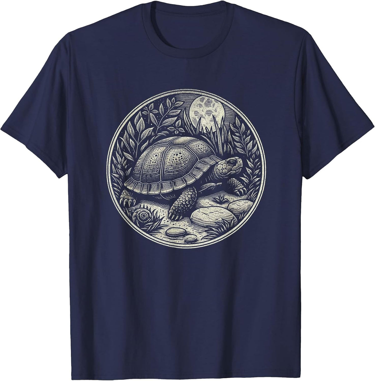 Canned Turtle Nature Scenes Graphic Design for Women T-Shirt - Navy Blue
