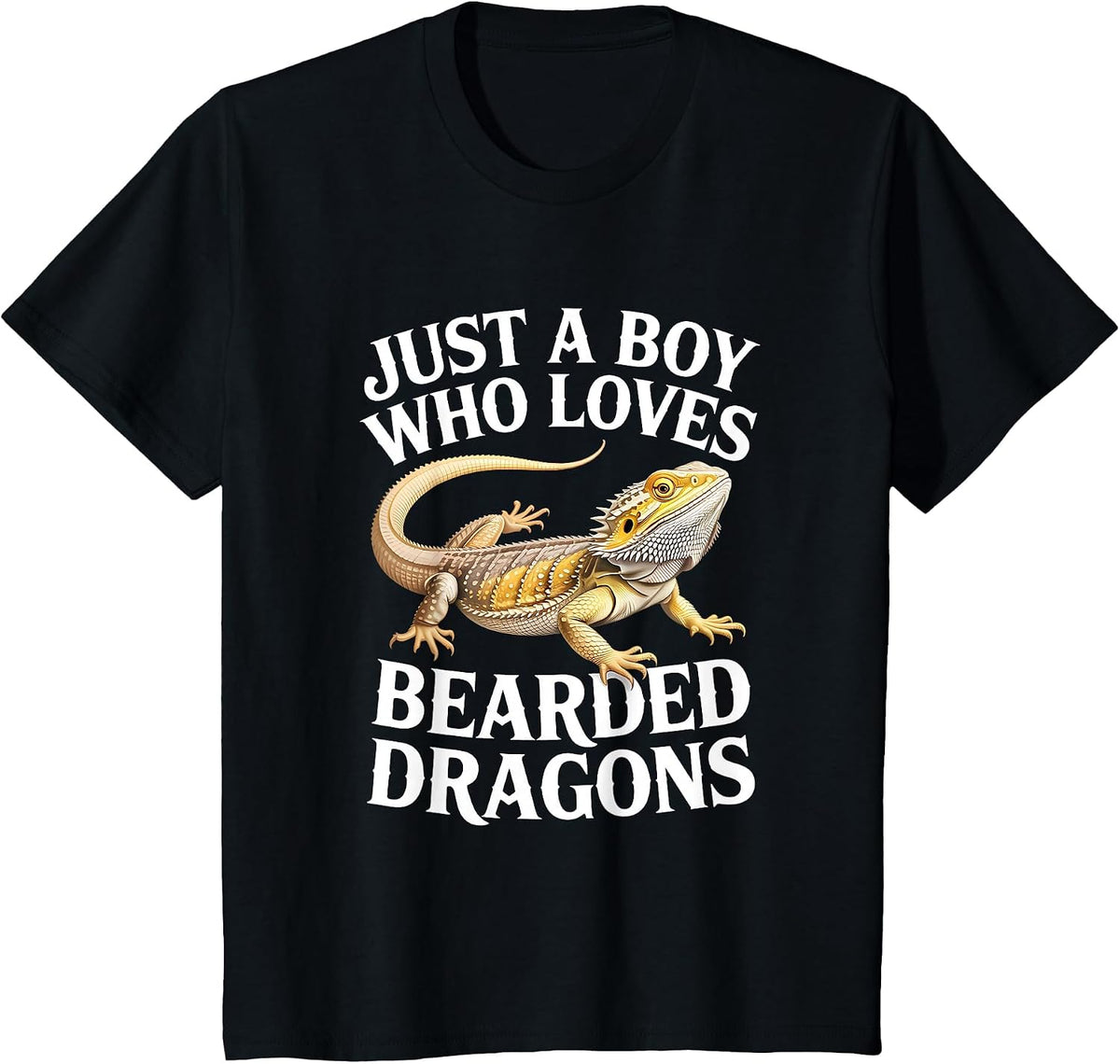 Just A Boy Who Loves Bearded Dragons Reptile T-Shirt - Black