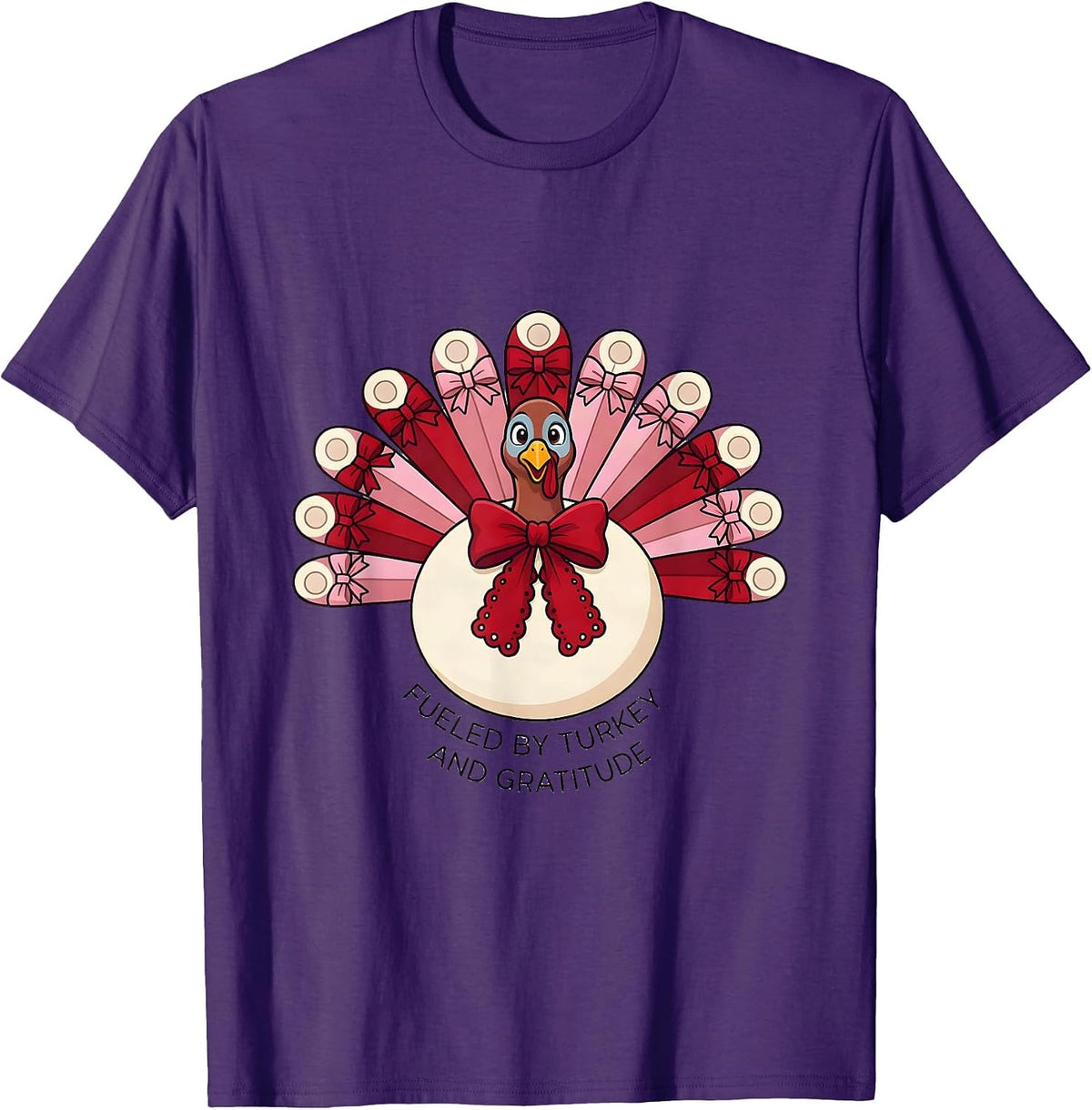 Fueled by Turkey and Gratitude Thanksgiving Design T-Shirt - Purple