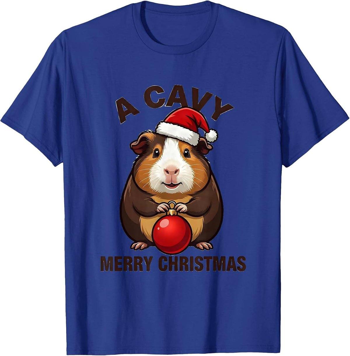 A Cavy Merry Christmas Funny Guinea Pig Santa Hat Holiday T-Shirt - Royal Blue