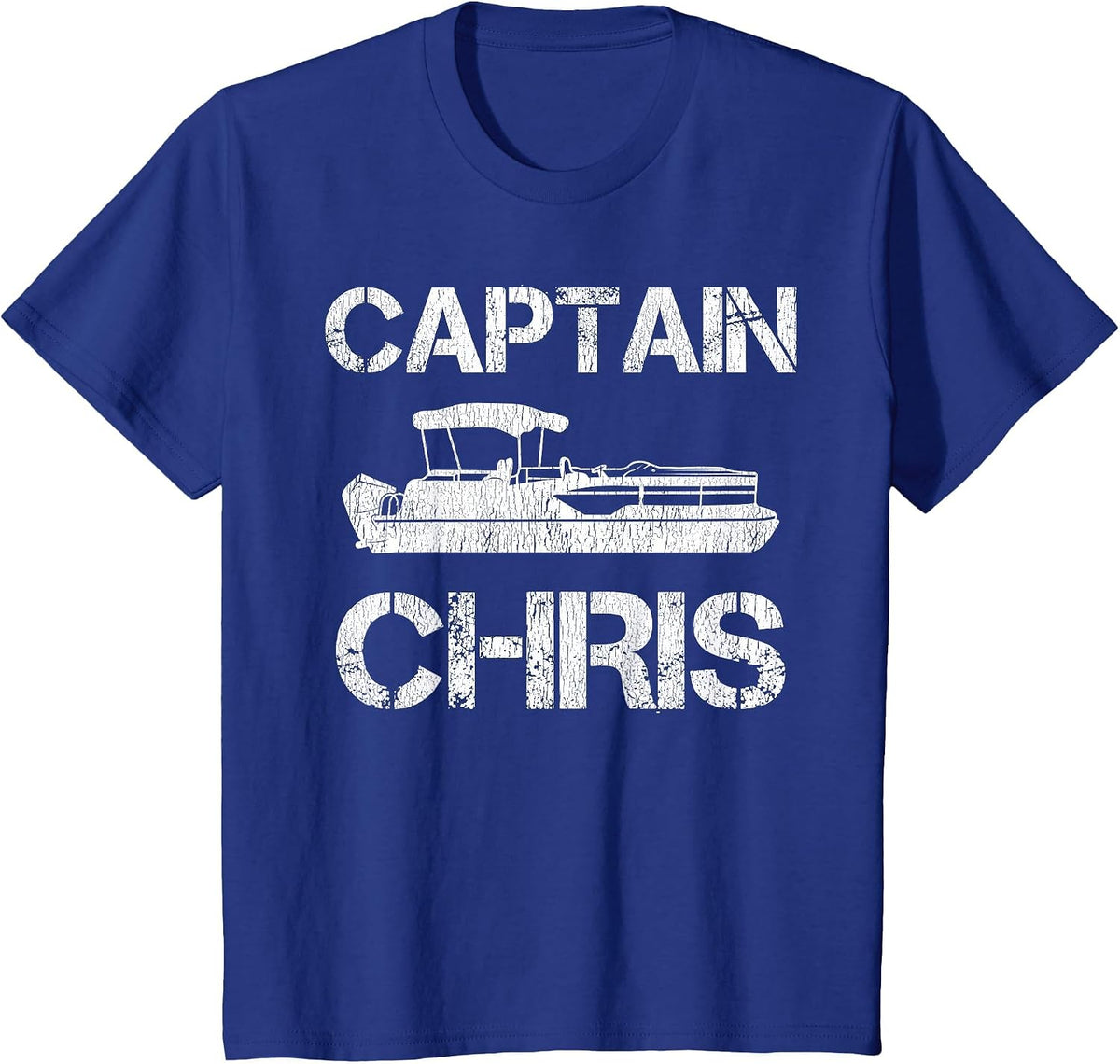 Captain Chris Pontoon Captain Funny Personalized Name Boat T-Shirt - Royal Blue