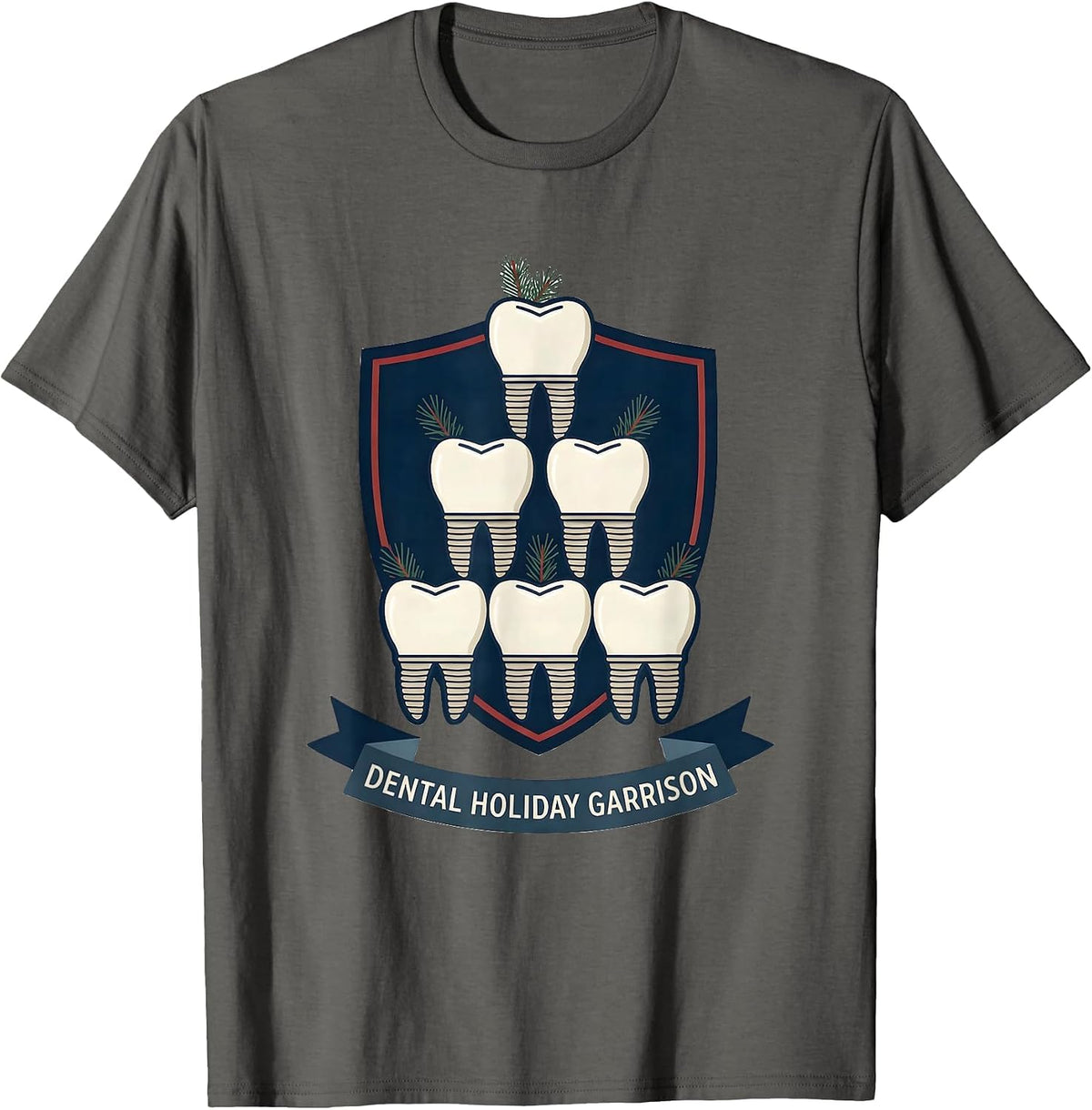 Men's Dental Holiday Garrison Funny Dentist Christmas Dental Team T-Shirt - Asphalt Grey