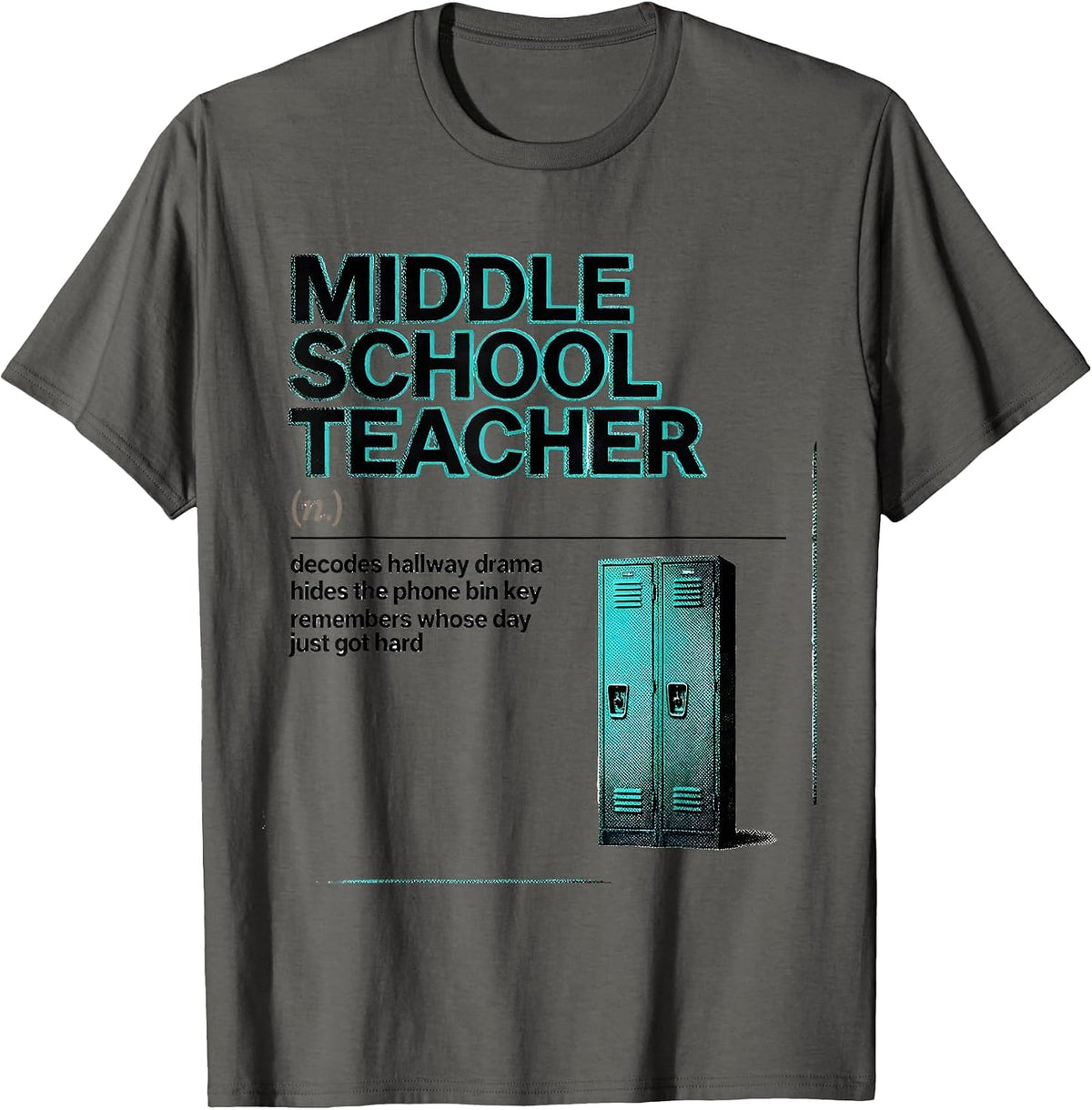 Men's Middle School Teacher Definition Funny Teacher Humor T-Shirt - Asphalt Grey