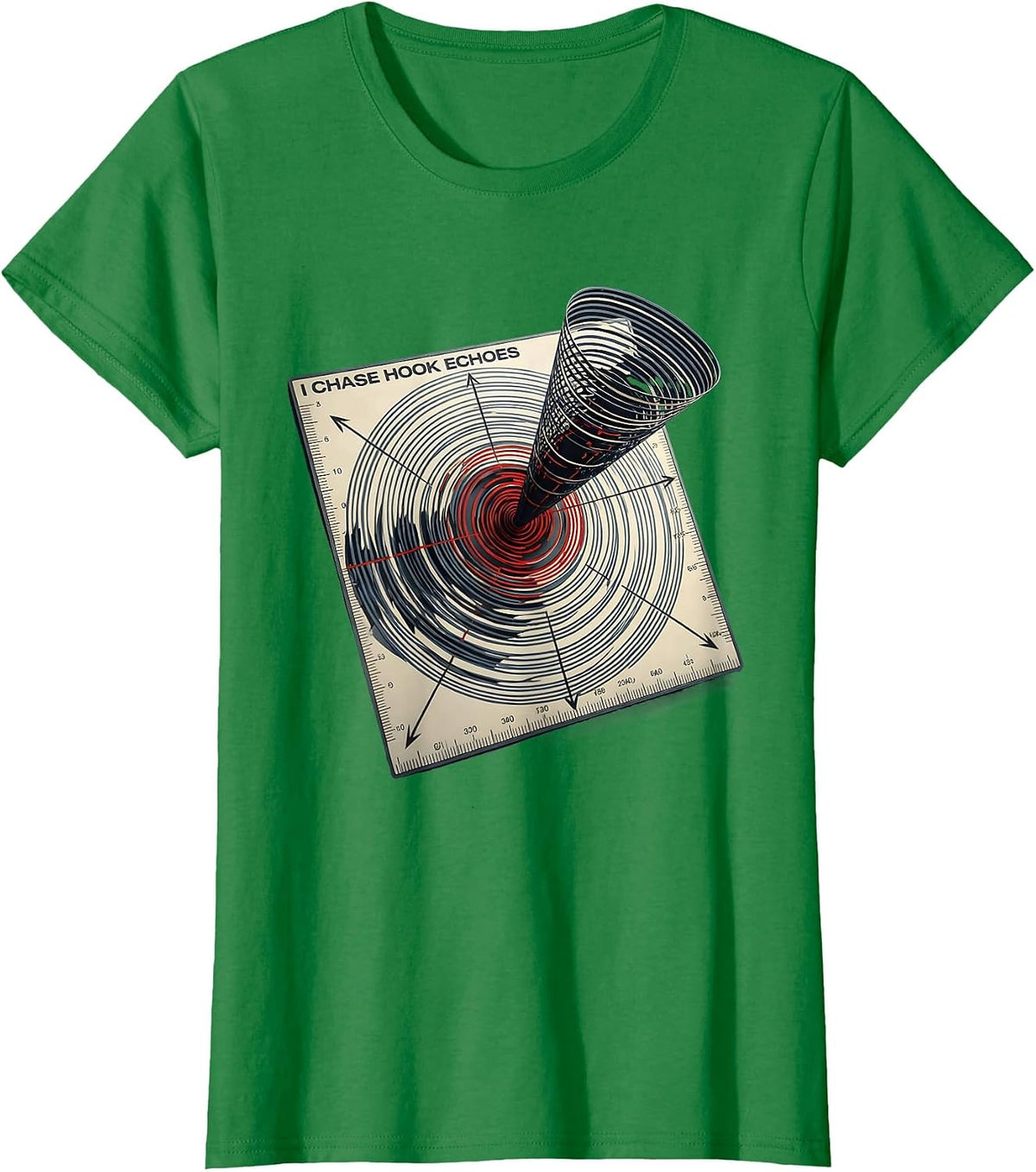I Chase Hook Echoes Futurist Dynamism Storm Chaser T-Shirt - Kelly Green