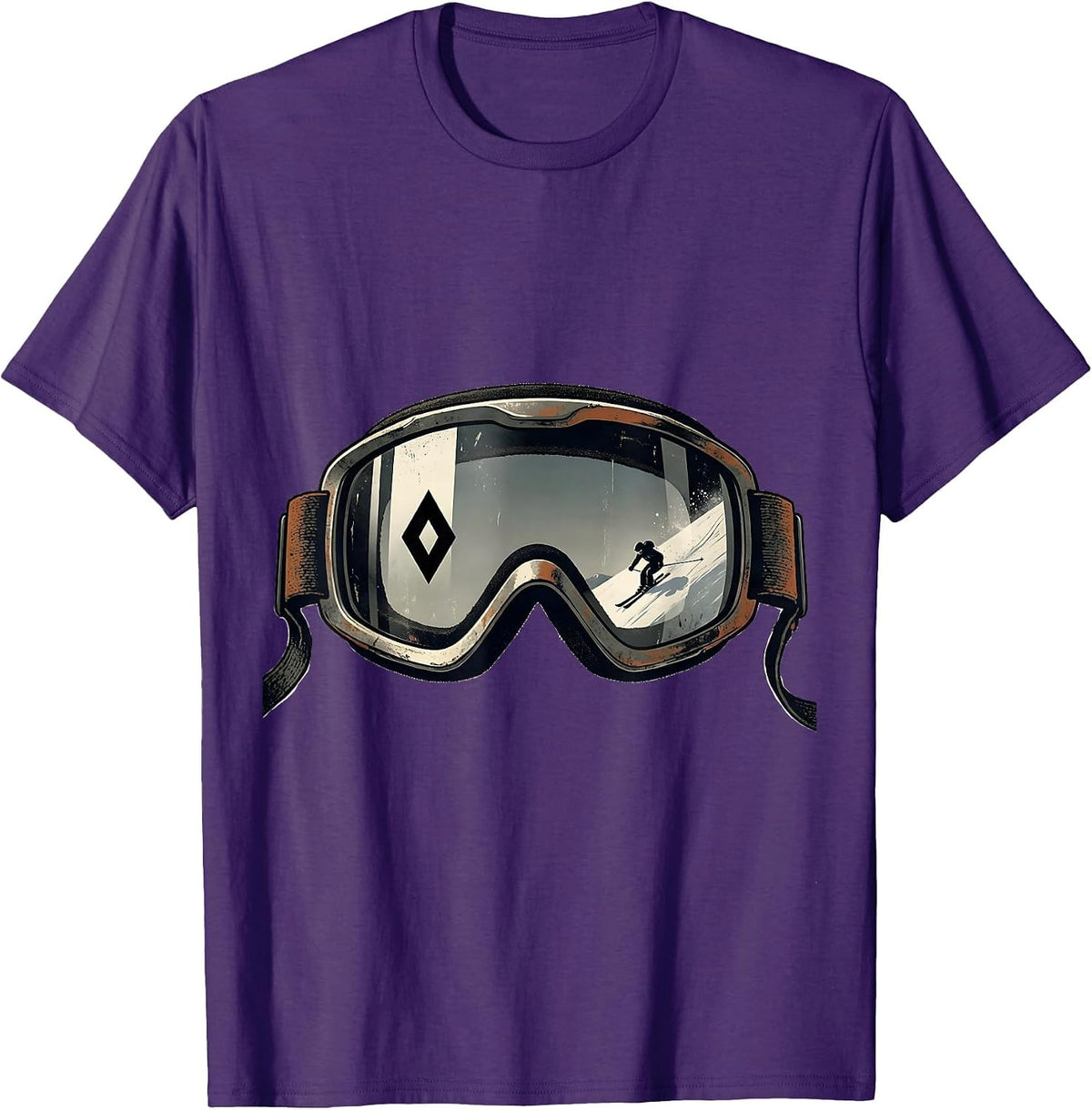 Men's Vintage Ski Goggle Double Black Diamond Ski Humor T-Shirt - Purple