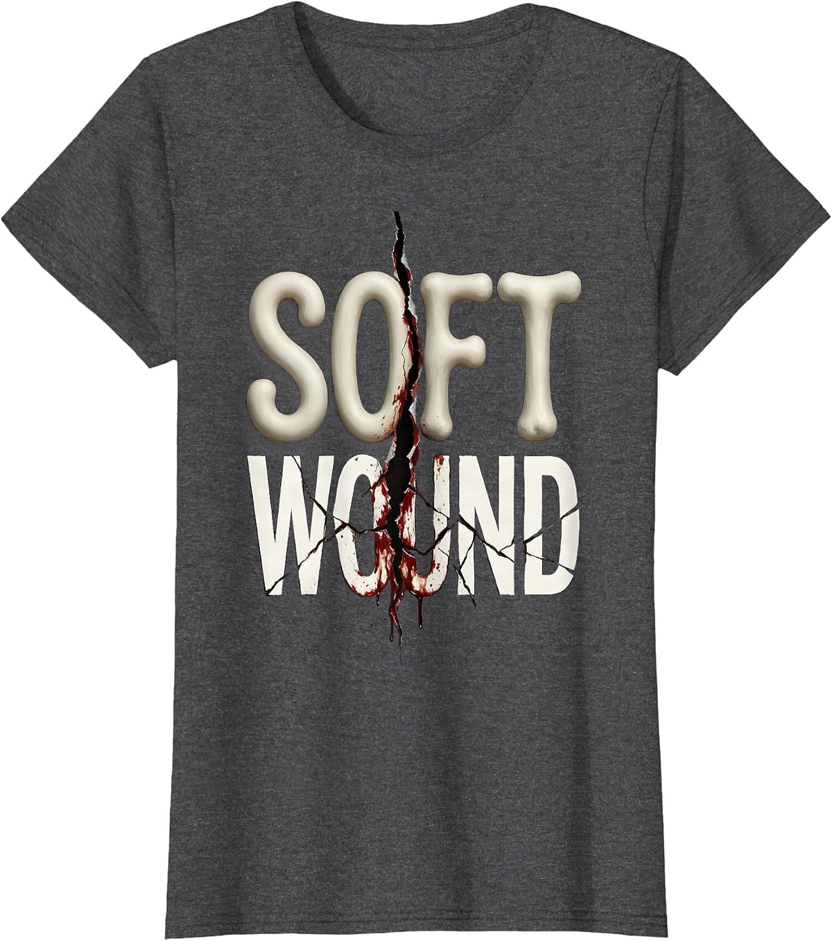 Women's Soft Wound Y2K Grunge Alt Goth Streetwear Vintage Graphic T-Shirt - Dark Heather Grey