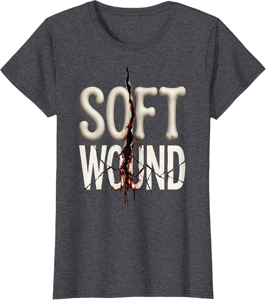 Women's Soft Wound Y2K Grunge Alt Goth Streetwear Vintage Graphic T-Shirt - Dark Heather Grey
