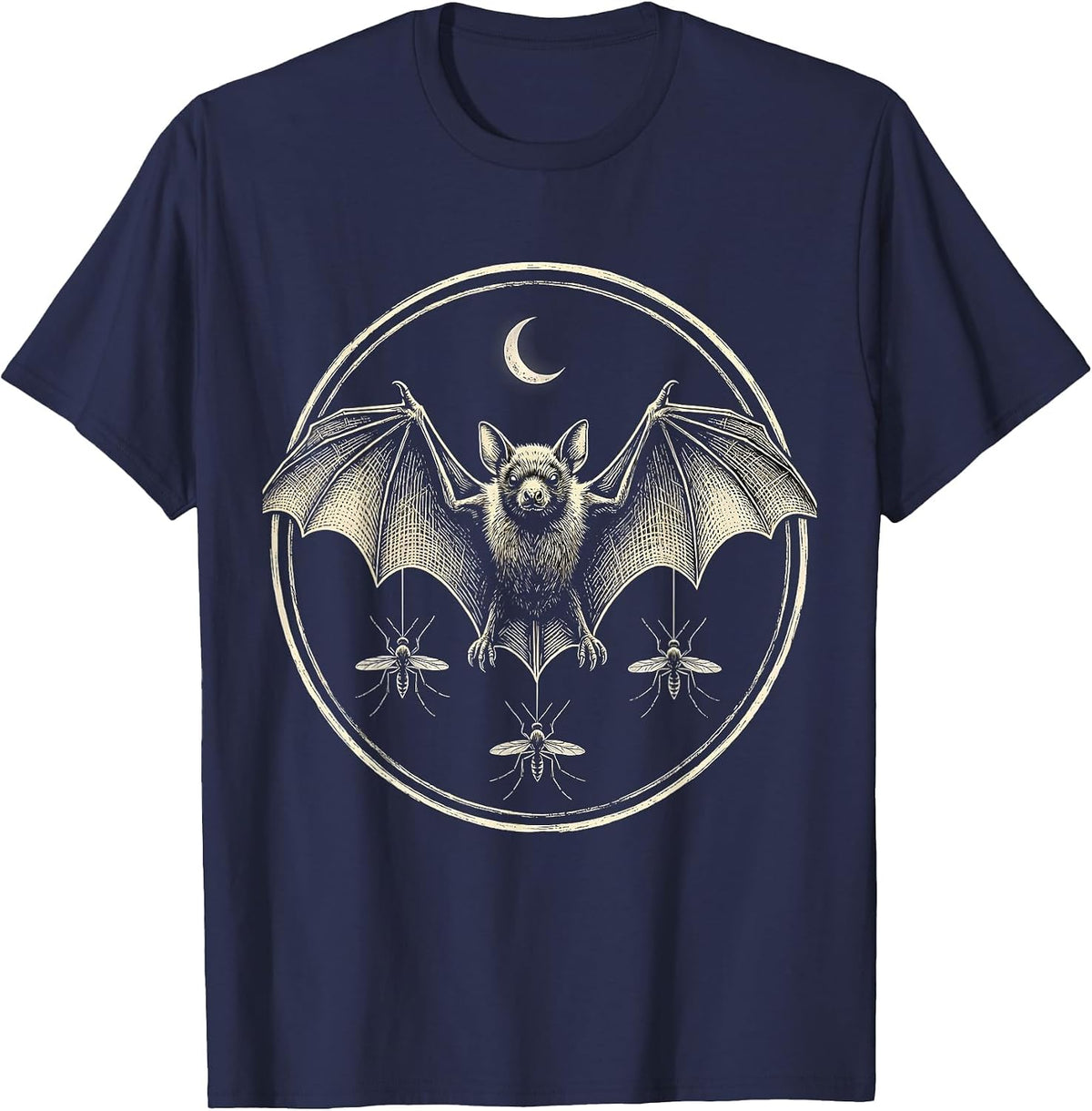 Bat Mosquito Insectivorous Wildlife Conservation Halloween T-Shirt - Navy Blue