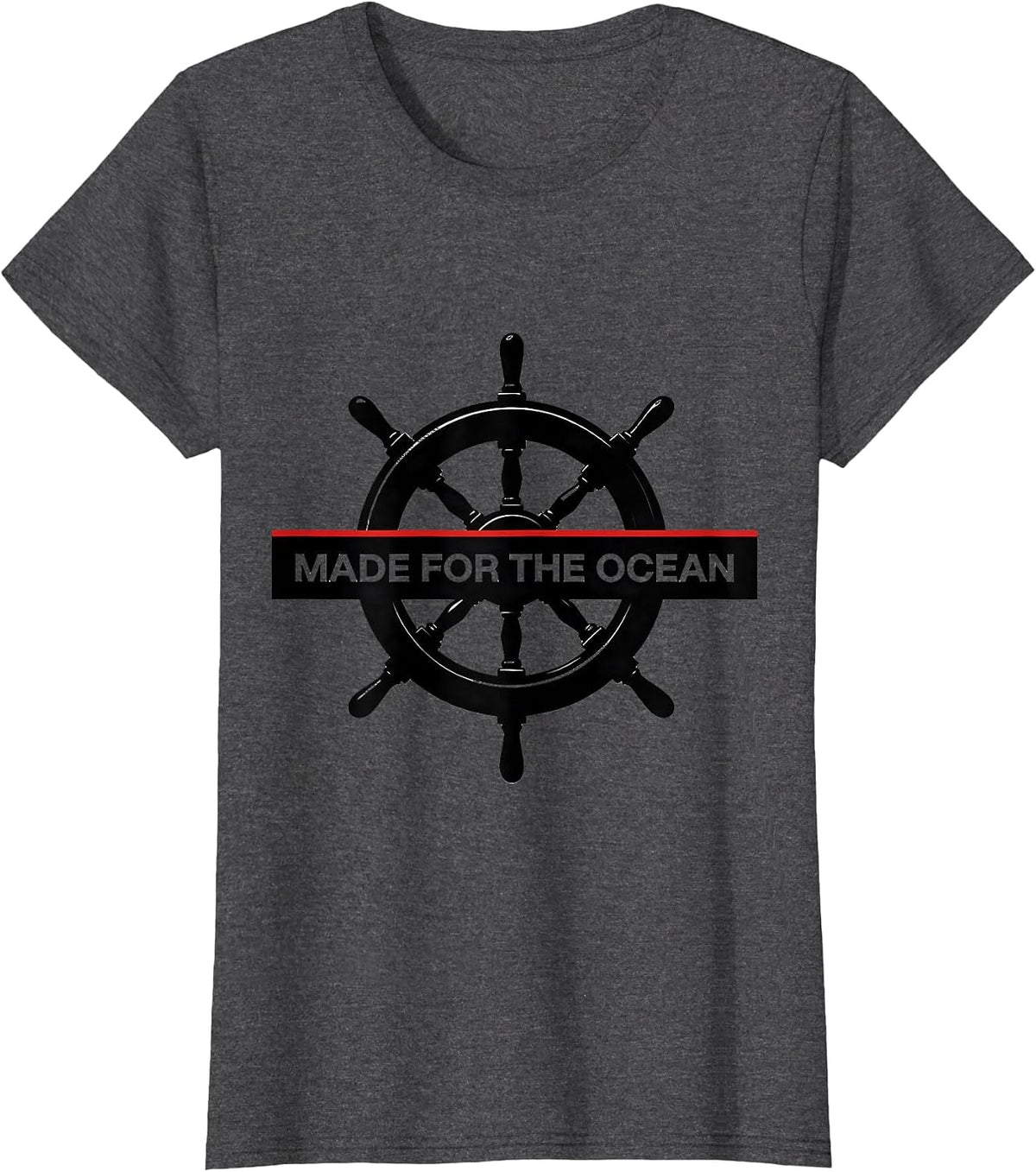 Women's Made for the Ocean Sailor Graphic Design T-Shirt - Dark Heather Grey