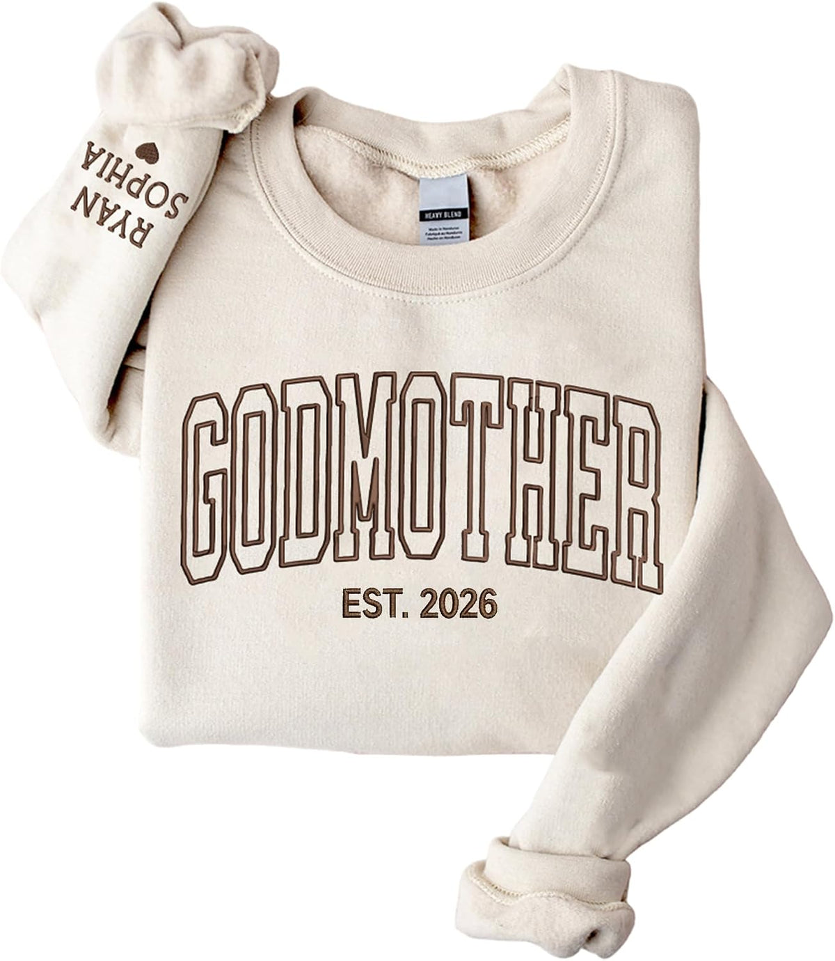 NAZENTI Personalized Embroidered Grandma Sweatshirt with Kids Name On Sleeve, Mom Gifts for Mothers Day Christmas Birthday -