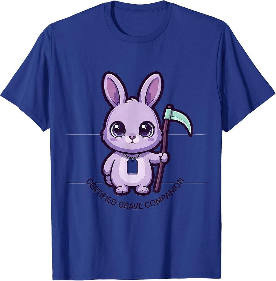 Certified Grave Companion Pastel Goth Kawaii Bunny Occult T-Shirt - Royal Blue