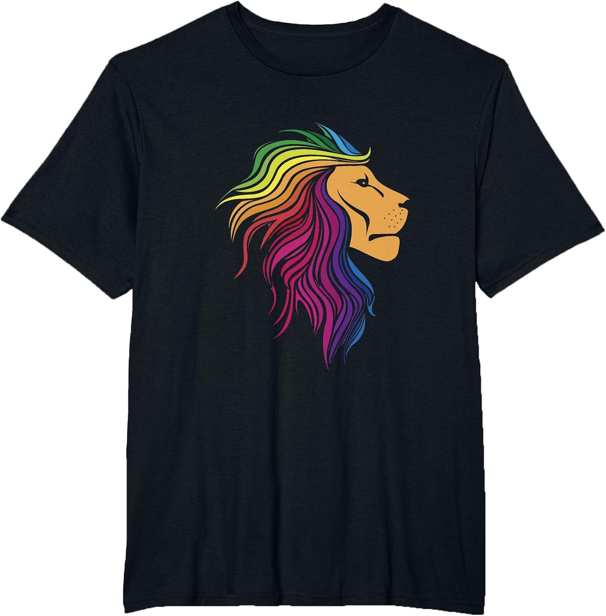 Rainbow Lion | Rainbow Lesbian Funny Pride Month T-Shirt - Black