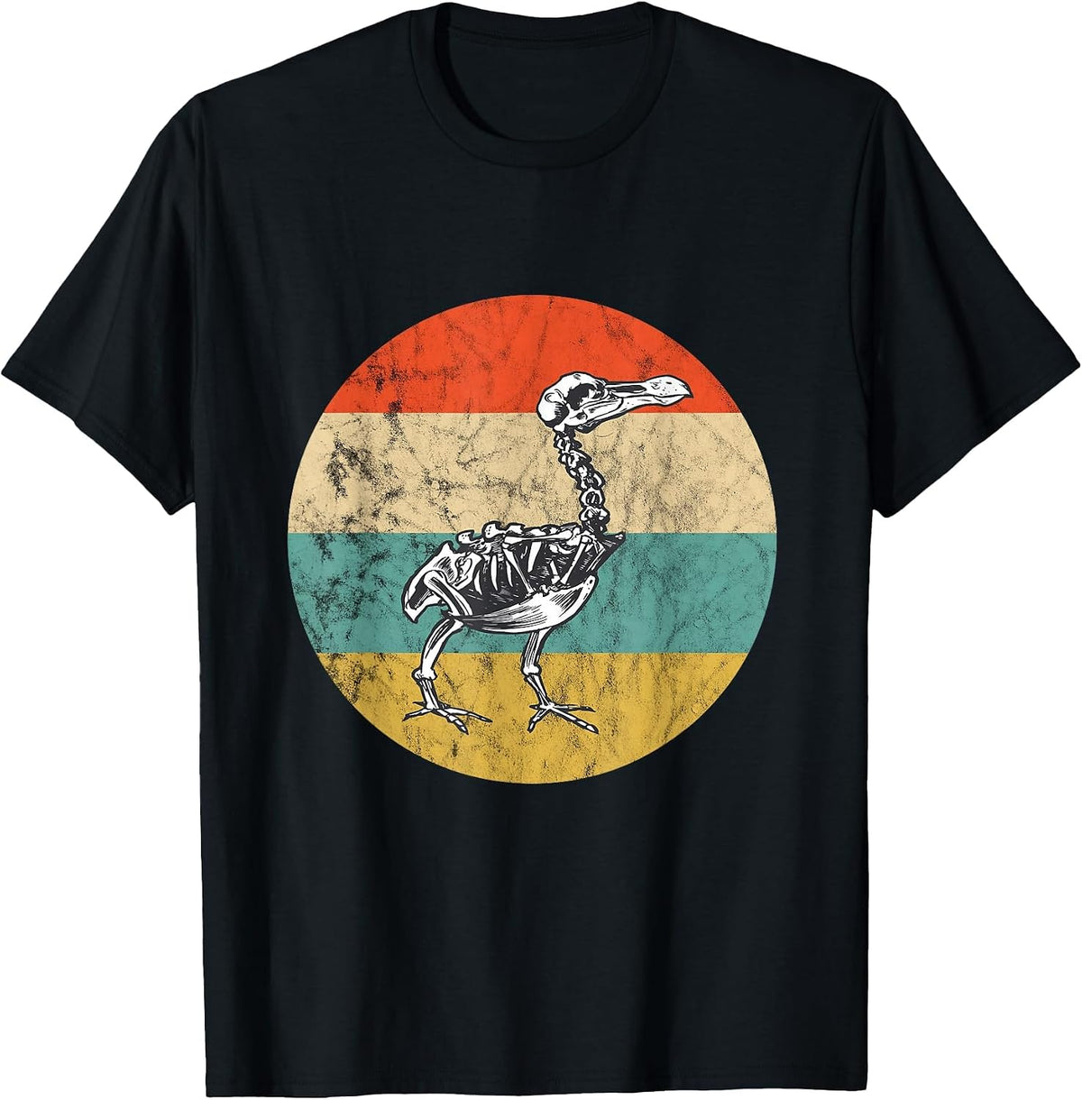 Dodo Bird Dronte Bird Vintage Retro Sunset Skeleton T-Shirt - Black