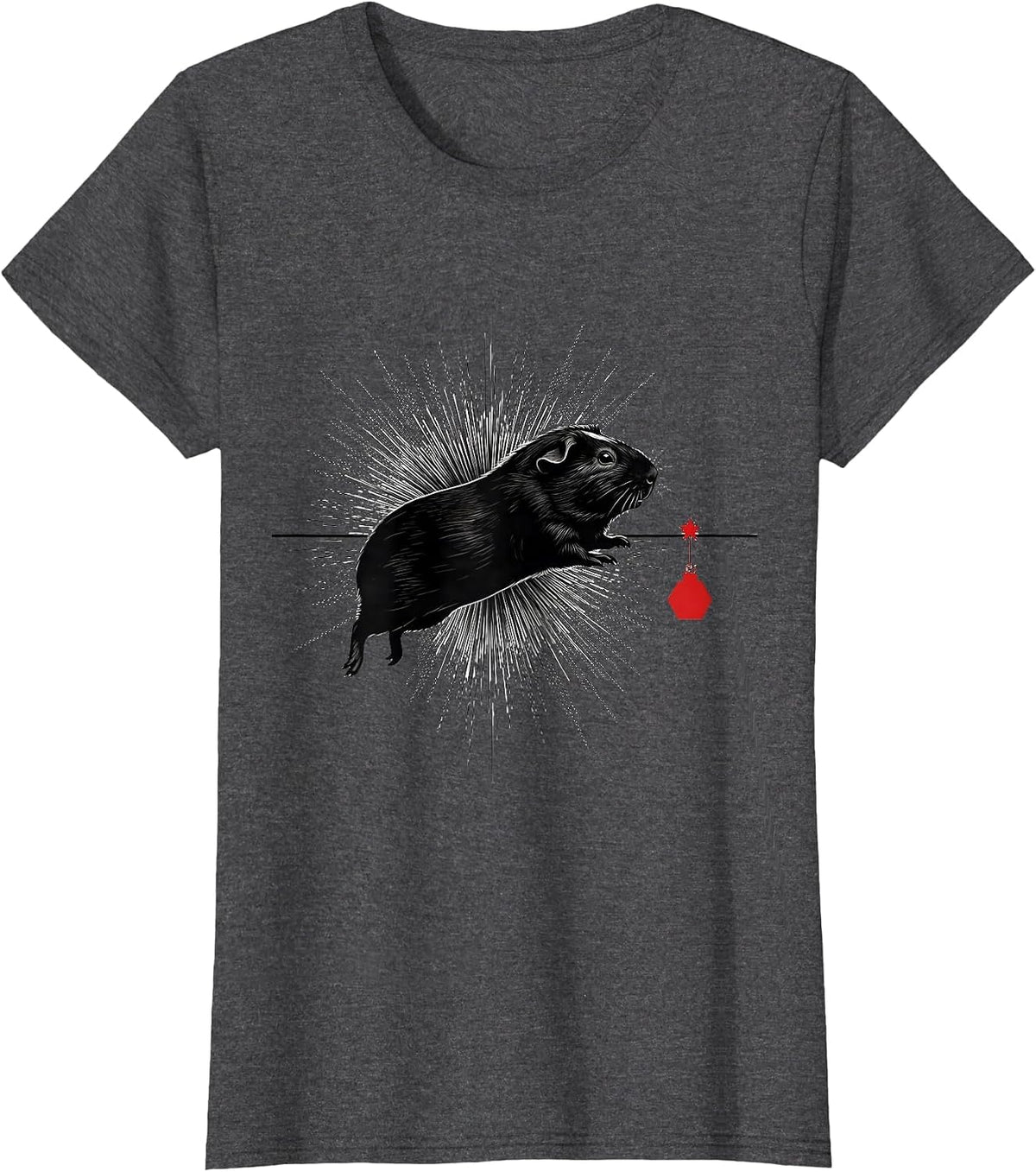 Women's Guinea Pig Leap Christmas Pet Lover Holiday Humor T-Shirt - Dark Heather Grey