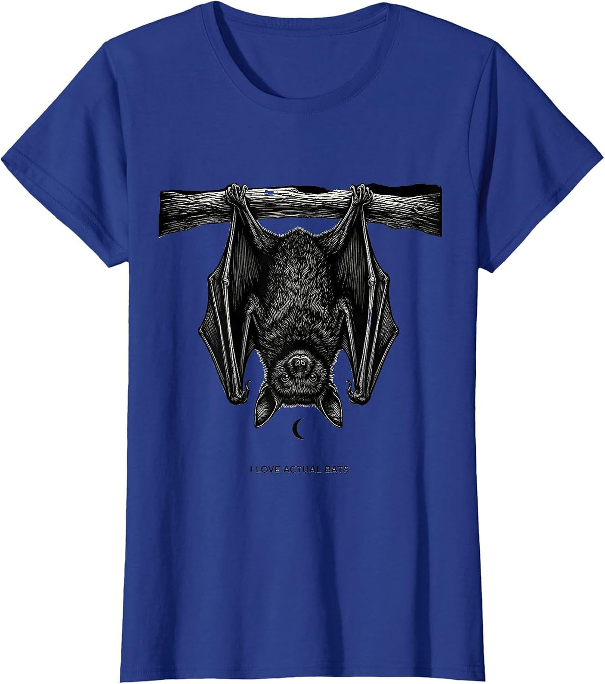 Women's I Love Actual Bats Funny Bat Lover Halloween Nature Humor T-Shirt - Royal Blue