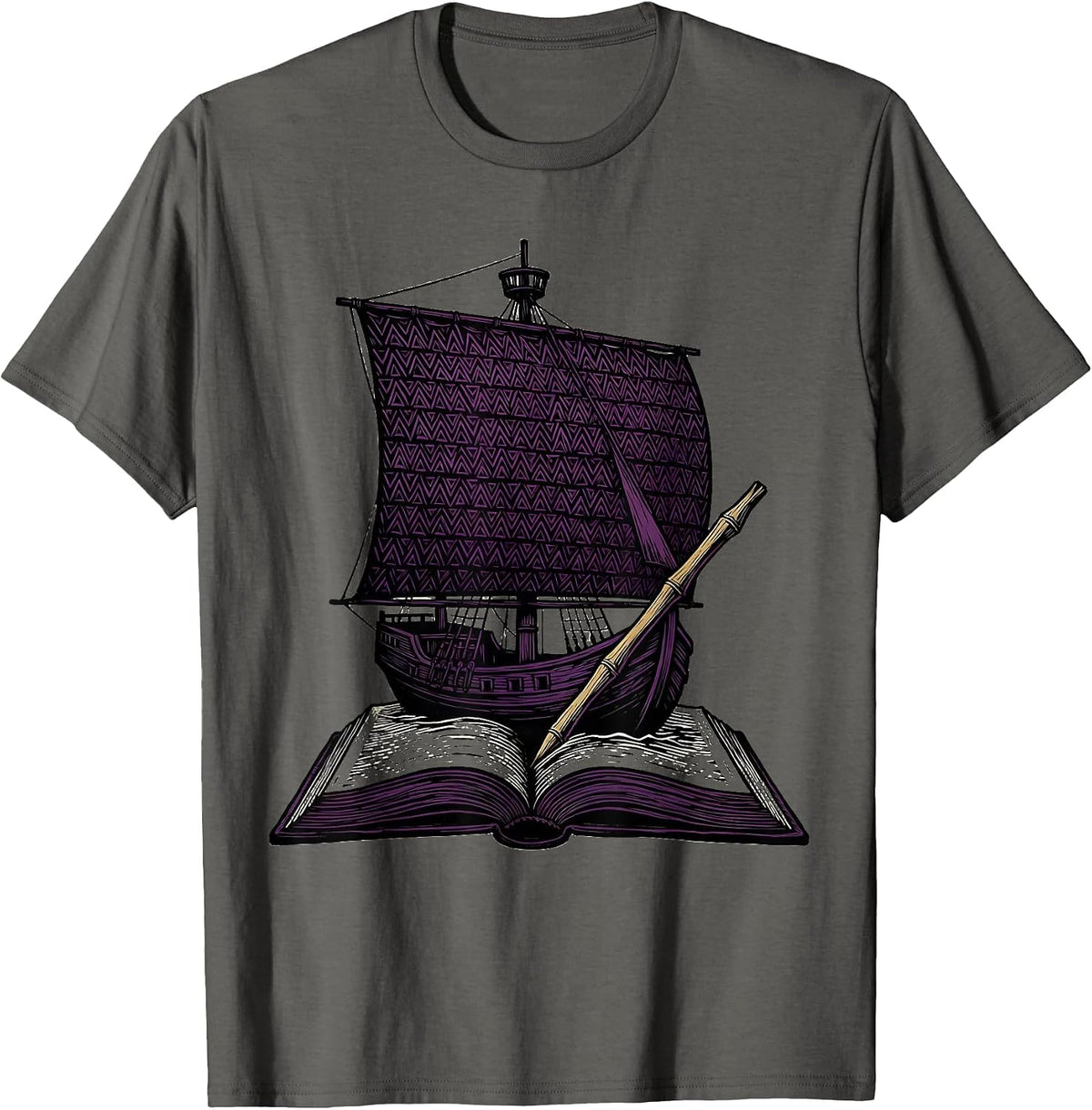 Ancient Alphabet Linocut Funny Word Nerd Gift T-Shirt - Asphalt Grey