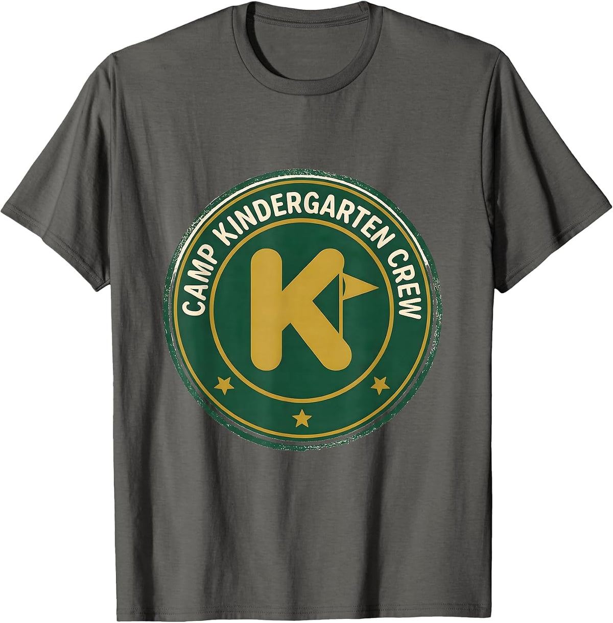 Men's Camp Kindergarten Crew Cute Kindergarten Teacher Back T-Shirt - Asphalt Grey