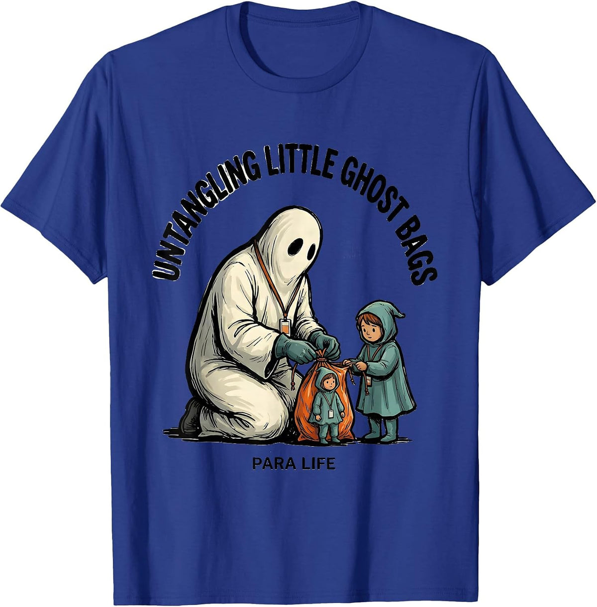 Men's Untangling Little Ghost Bags Para Life Paraprofessional T-Shirt - Royal Blue