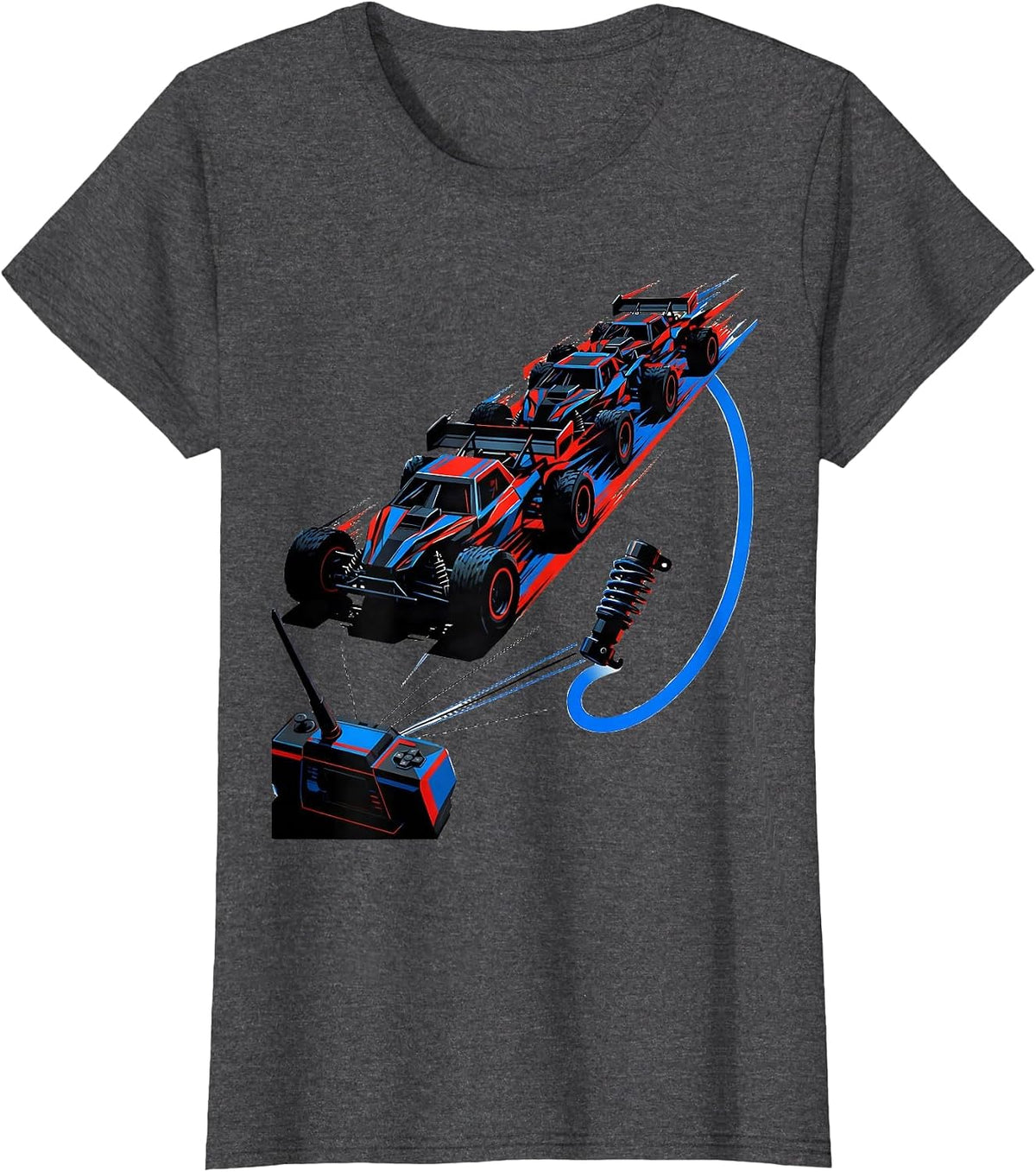 Women's RC Truck Silhouettes Futurist Dynamism Hobbyist Gift T-Shirt - Dark Heather Grey
