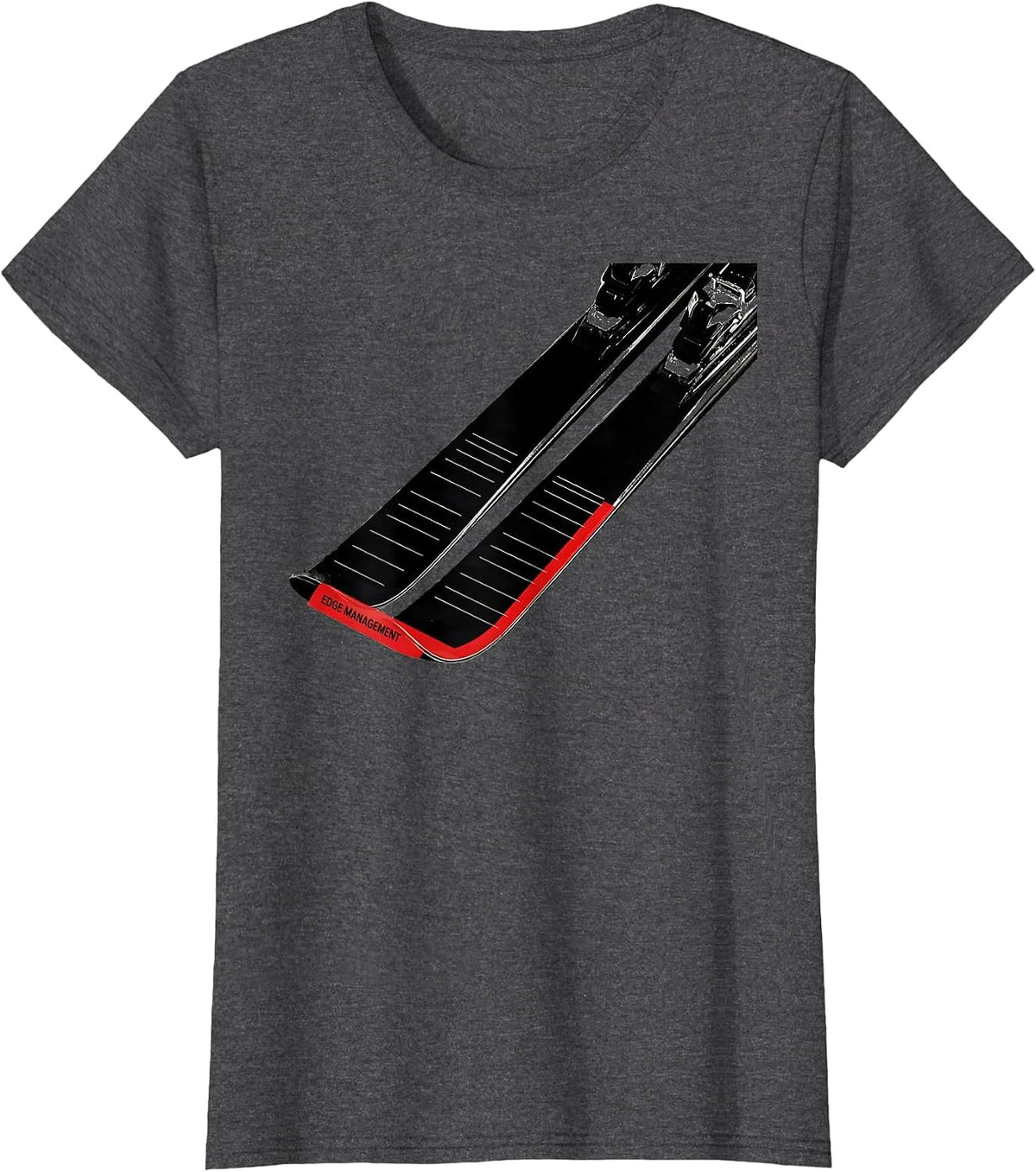Women's Edge Management Swiss International Ski Humor Winter Sports T-Shirt - Dark Heather Grey