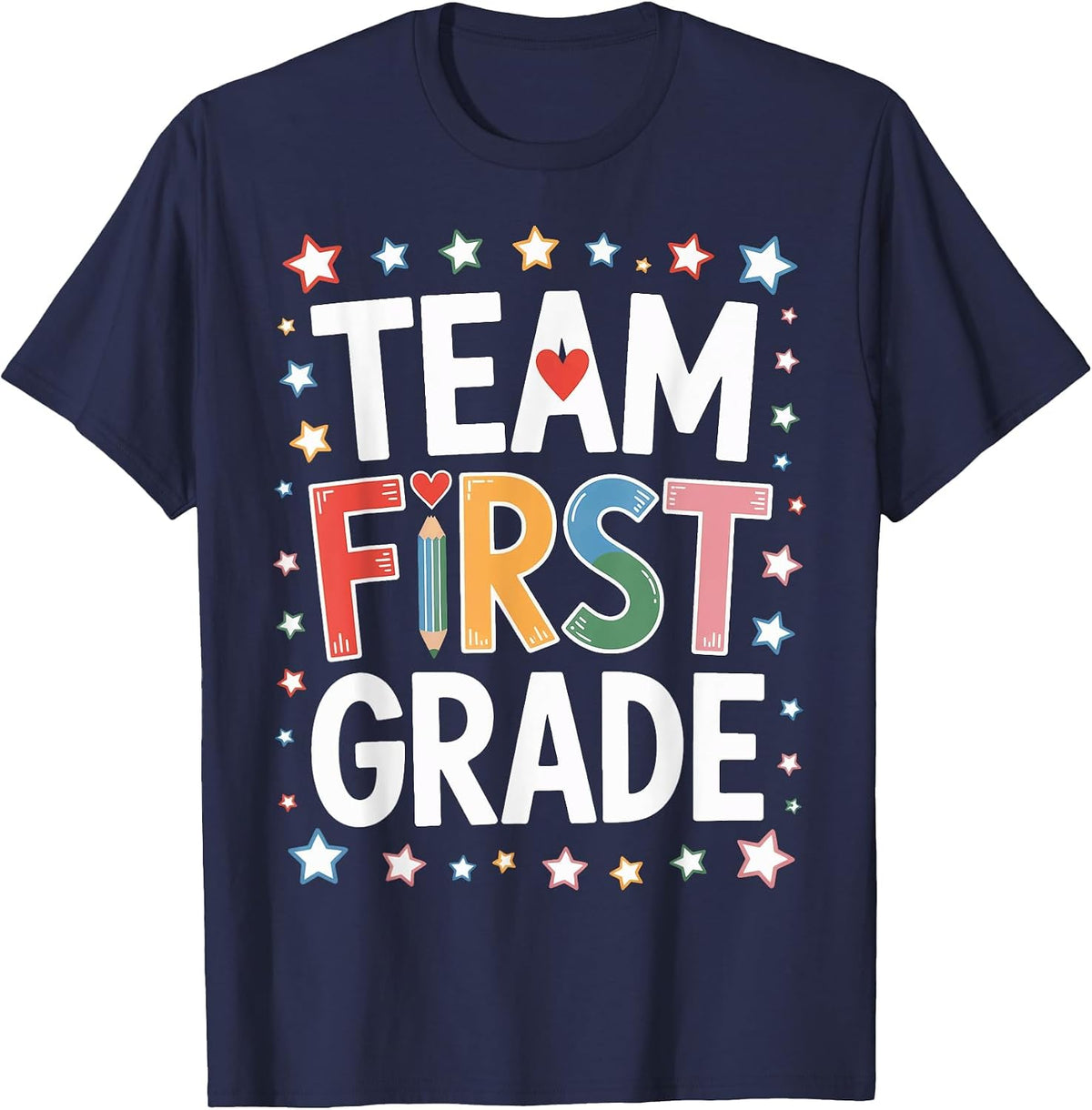 Team First Grade Back to School Teacher Squad T-Shirt - Navy Blue