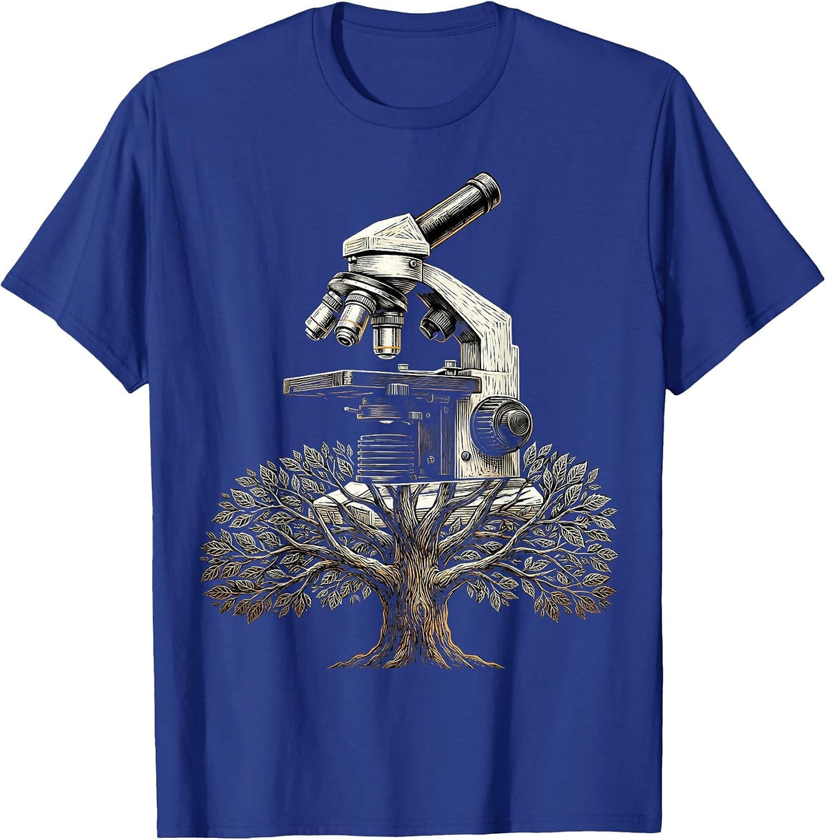 Men's Microscope Tree Shadow Science Nature Graphic T-Shirt - Royal Blue