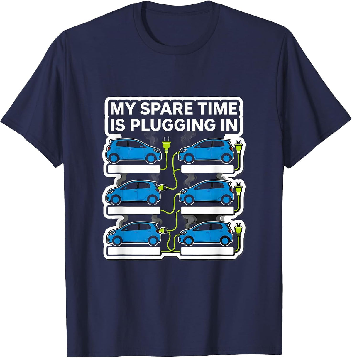 Men's My Spare Time Is Plugging In Funny Car Enthusiast Electric T-Shirt - Navy Blue