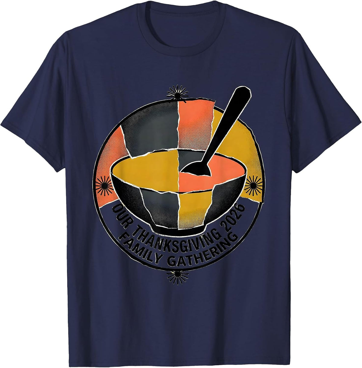 Men's Our Thanksgiving 2026 Family Gathering Midcentury Modern T-Shirt - Navy Blue
