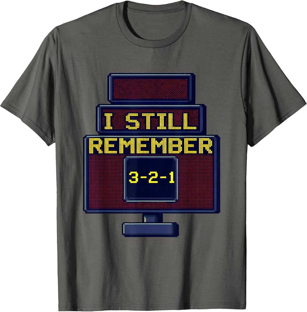 Men's I Still Remember 3-2-1 Pixel Art 80s Nostalgia Gift T-Shirt - Asphalt Grey