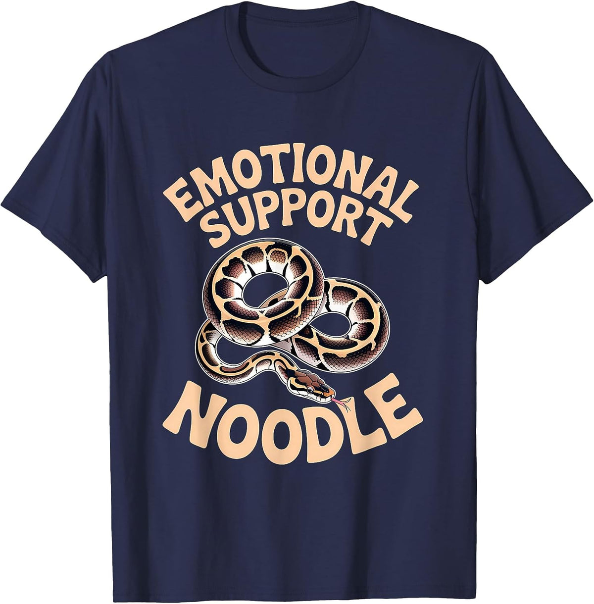 Emotional Support Noodle Ball Python Snake T-Shirt - Navy Blue