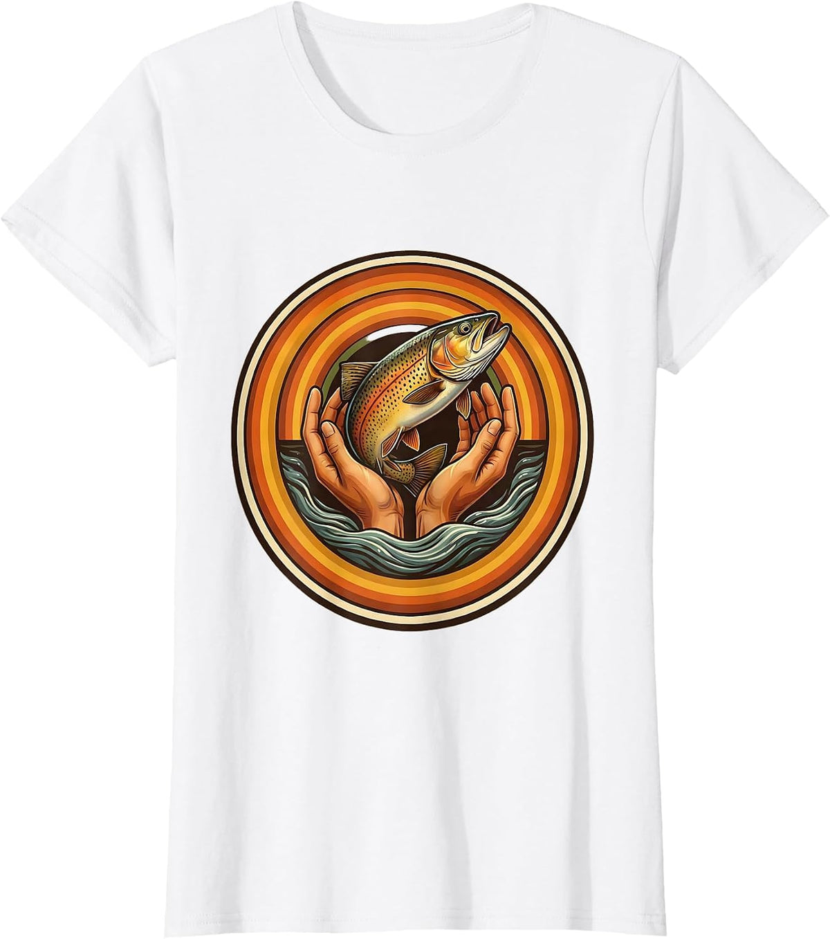 Catch and Release Trout Stream Fishing Graphic T-Shirt - White