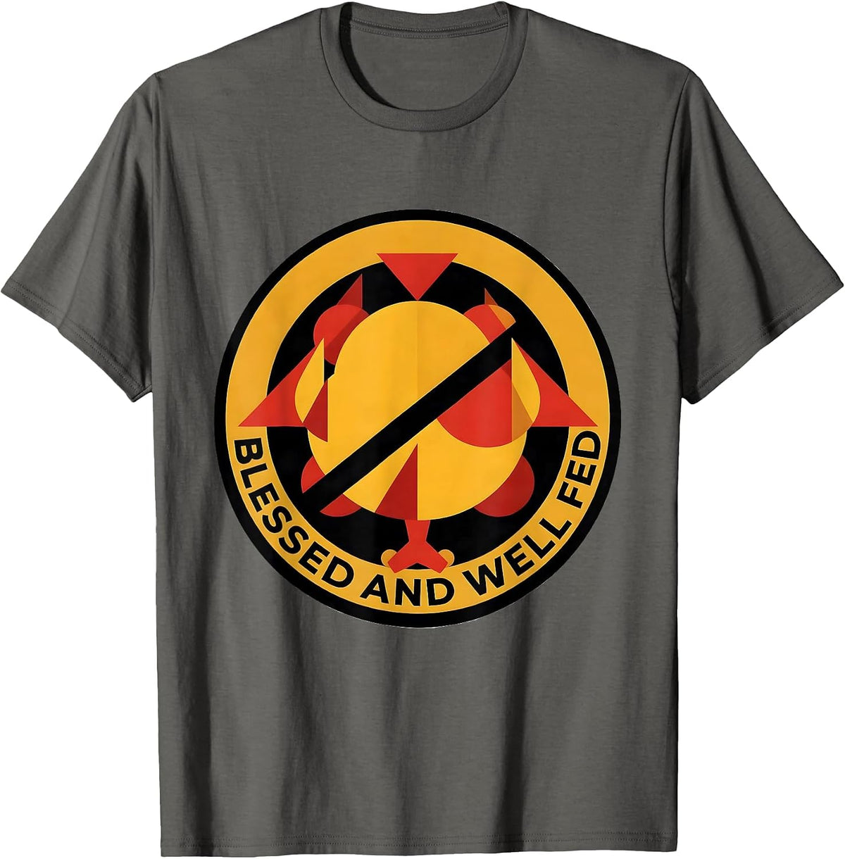 Blessed and Well Fed Family Thanksgiving Design T-Shirt - Asphalt Grey