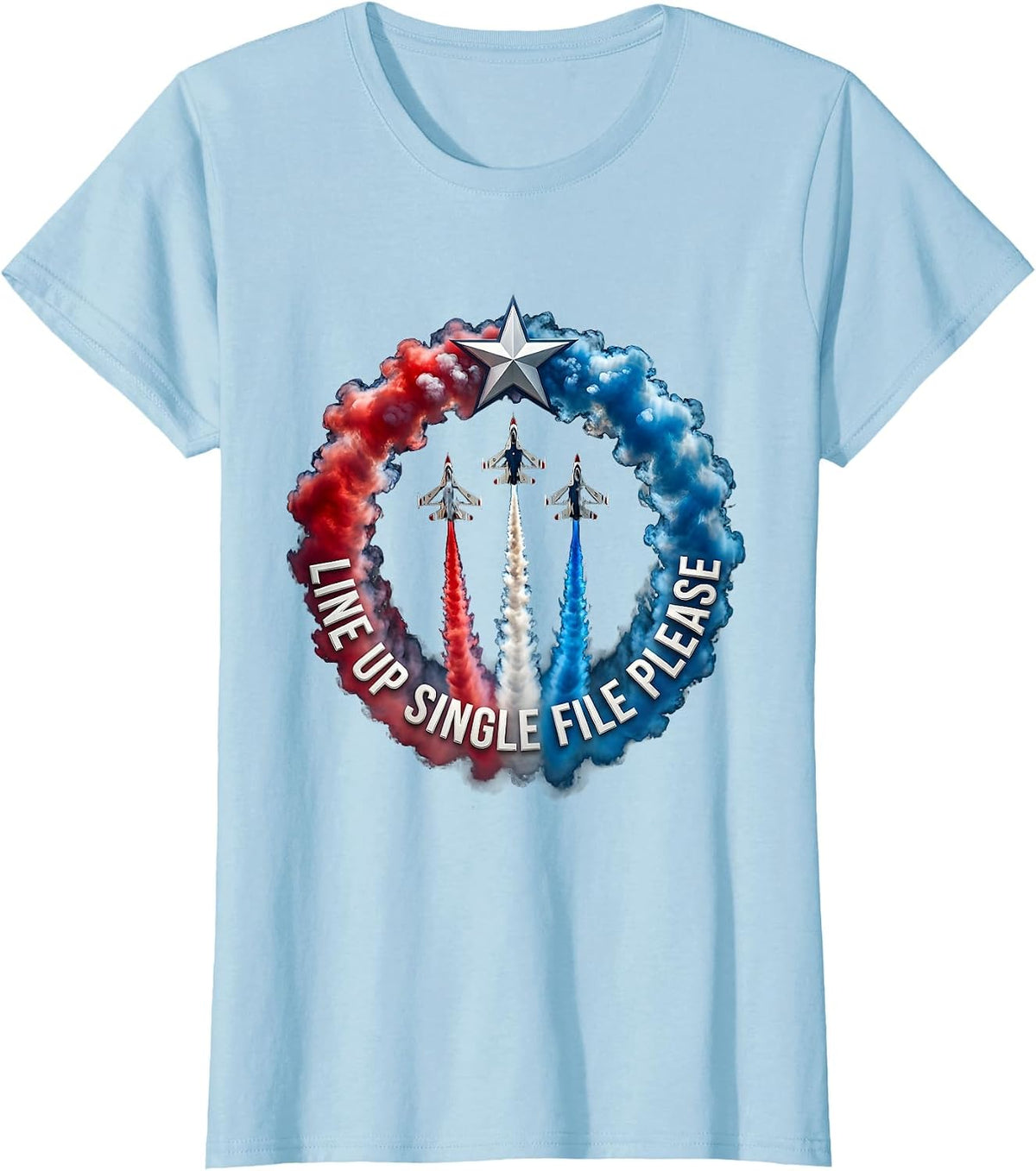 Line Up Single File Please 3rd Grade Teacher T-Shirt - Baby Blue