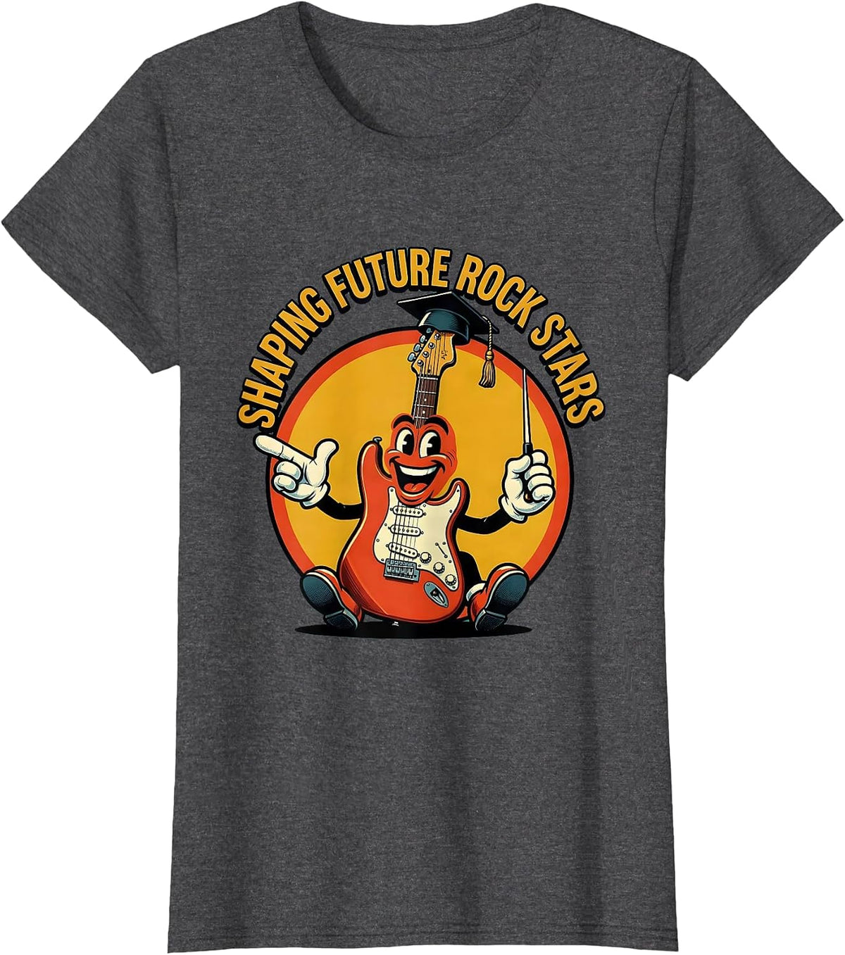 Women's Shaping Future Rock Stars Music Teacher Design T-Shirt - Dark Heather Grey