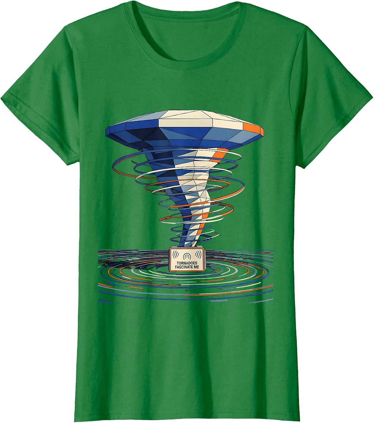 Tornadoes Fascinate Me Geometric Storm Chaser Meteorology T-Shirt - Kelly Green