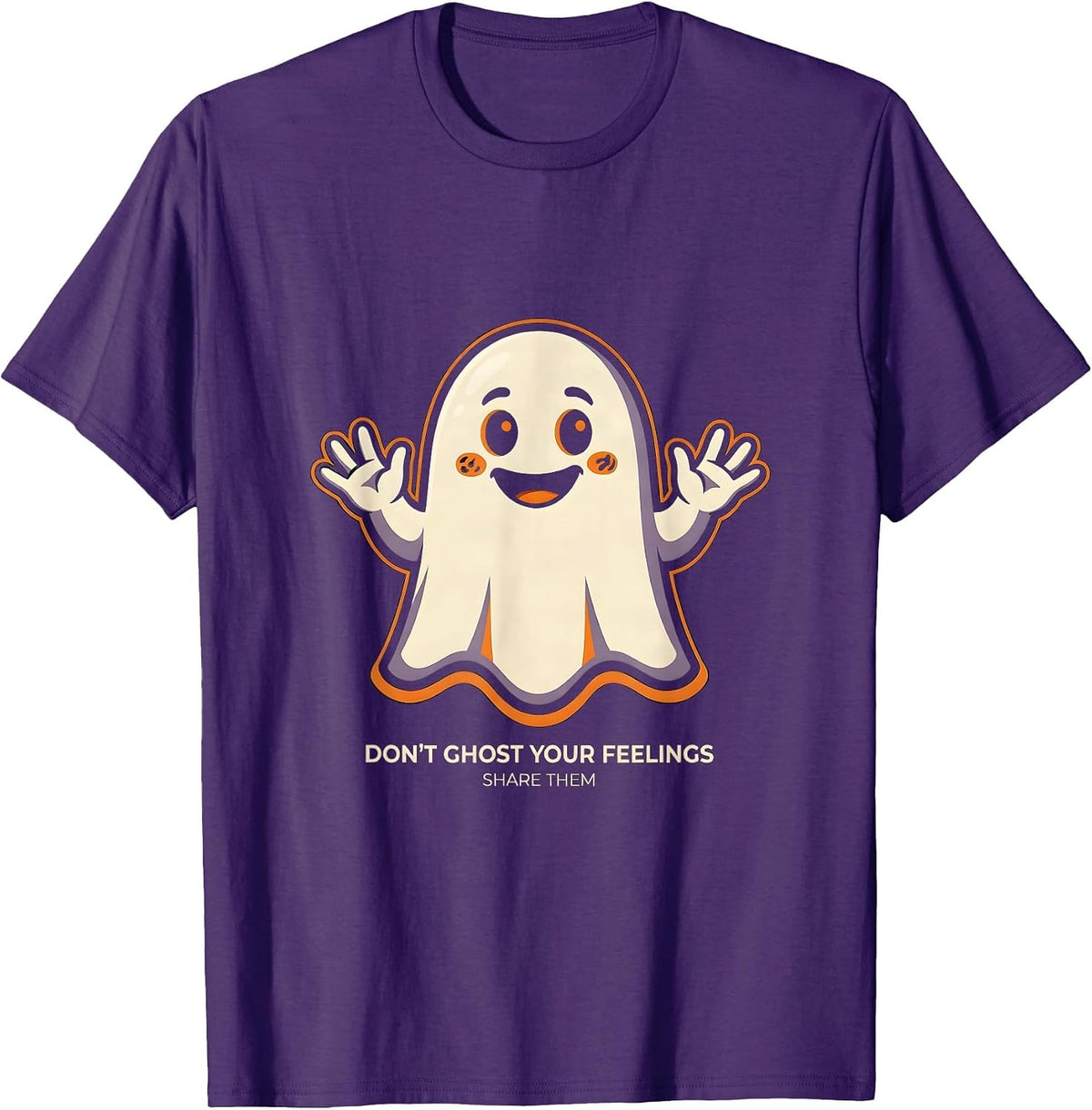 Men's Don't Ghost Your Feelings Share Them Mental Health Halloween T-Shirt - Purple