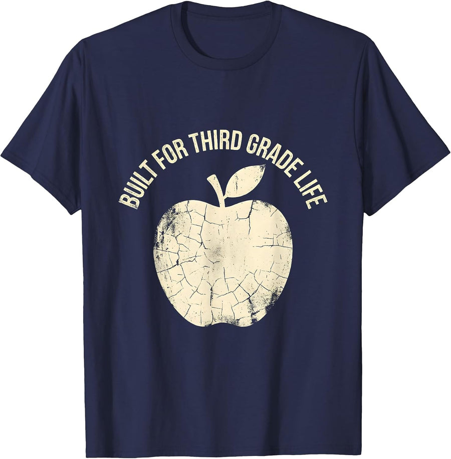 Built for Third Grade Life Teacher Design T-Shirt - Navy Blue