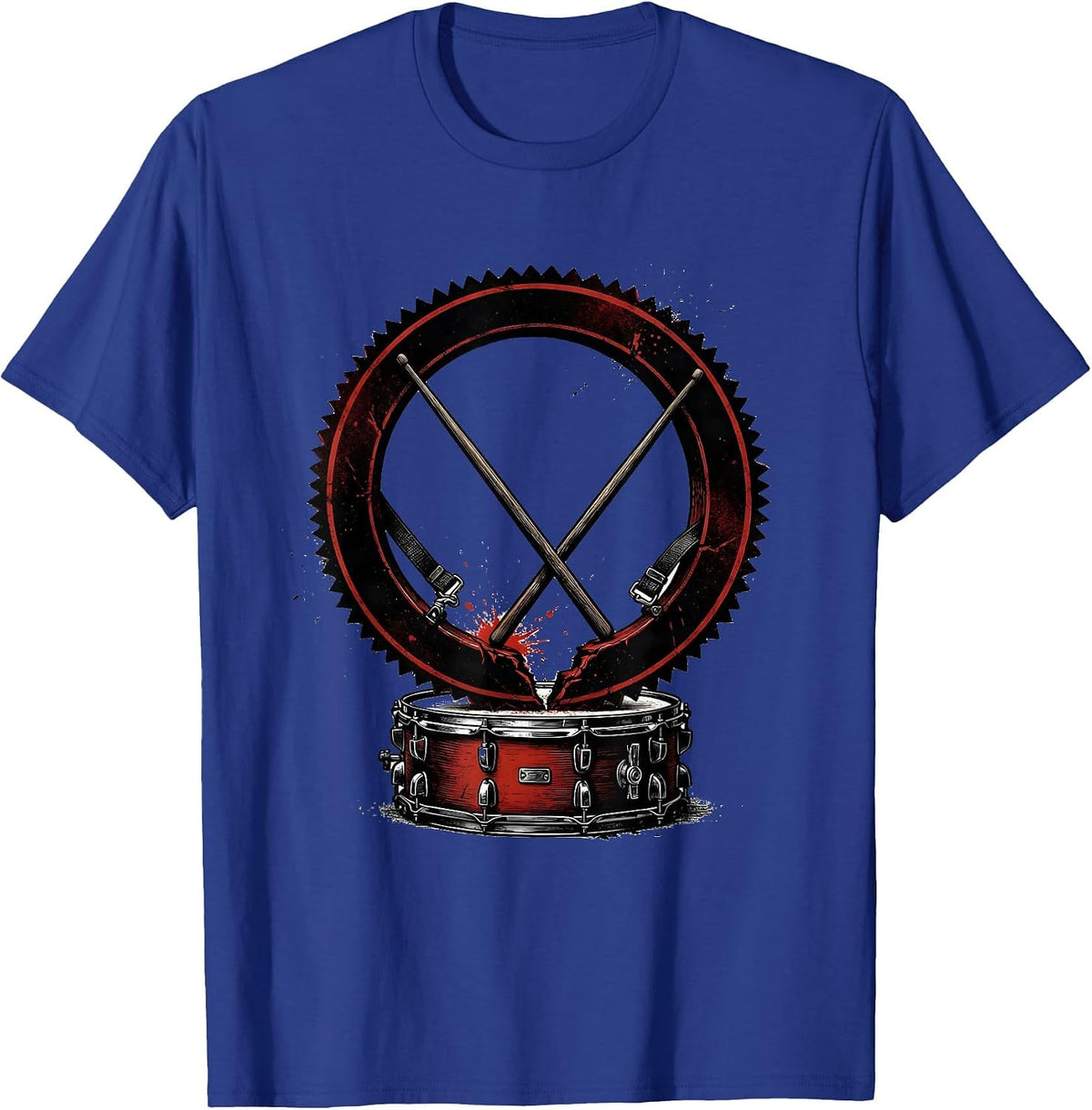 Band Instrument Player Snare Drum Seal Cracked Badge Humor T-Shirt - Royal Blue