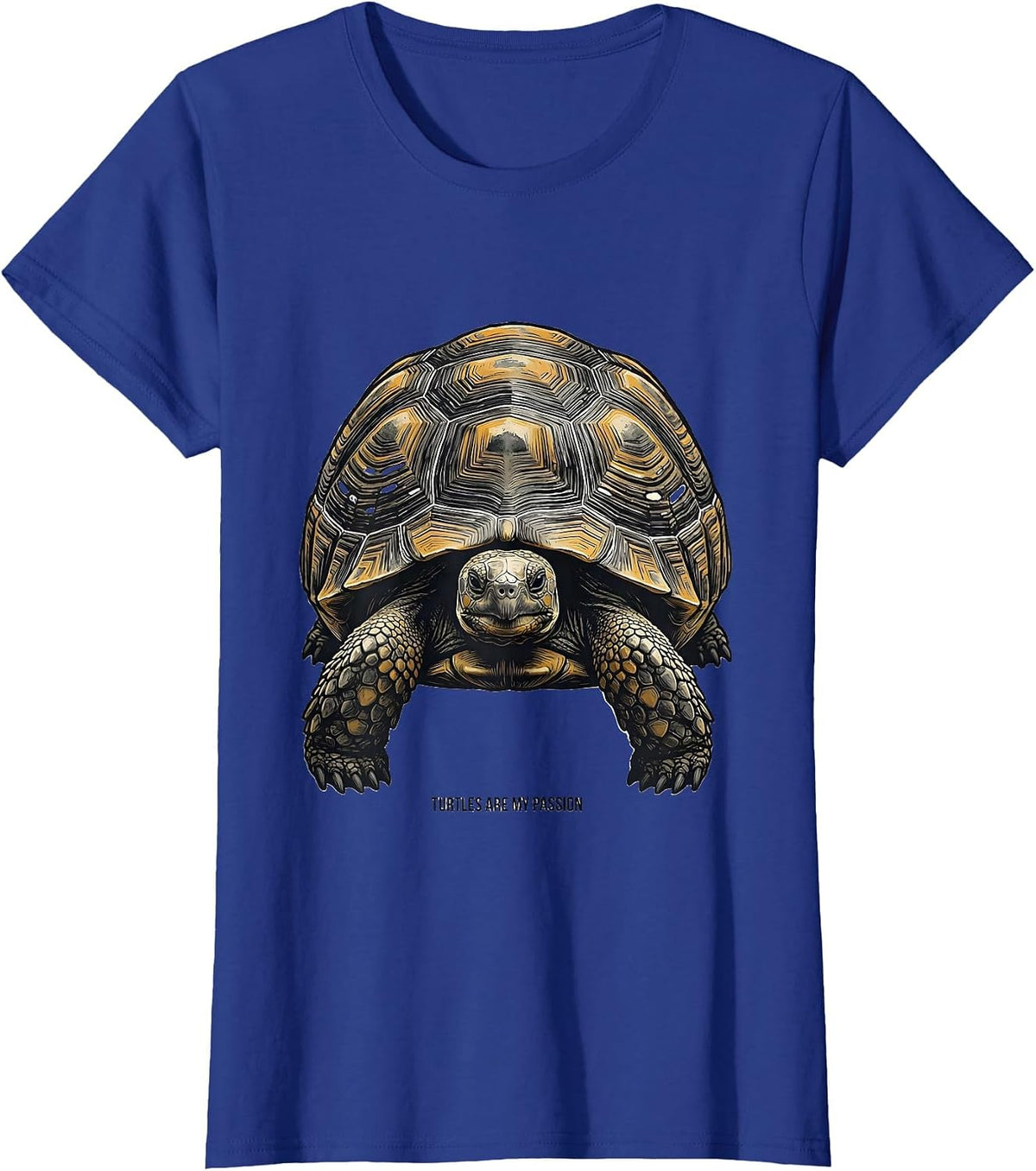 Women's Turtles Are My Passion Linocut Turtle Lover Gift T-Shirt - Royal Blue